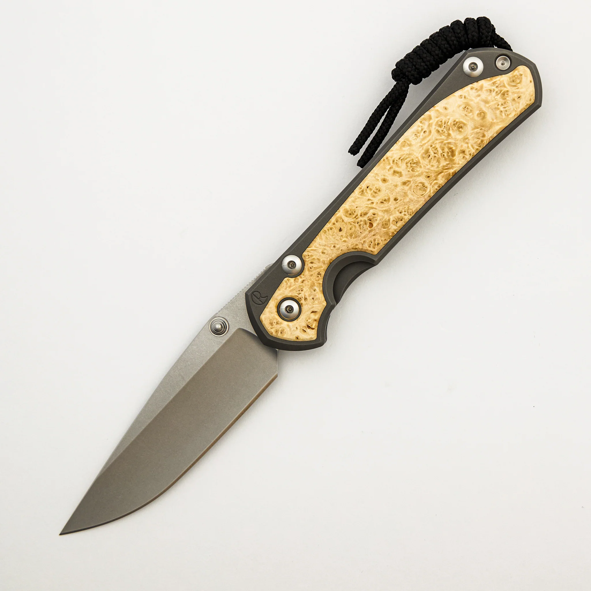 Large Sebenza 31 - Box Elder Inlay - Drop Point CPM MagnaCut Blade - MIM Clip - Silver Double Thumb Lugs - Image 8
