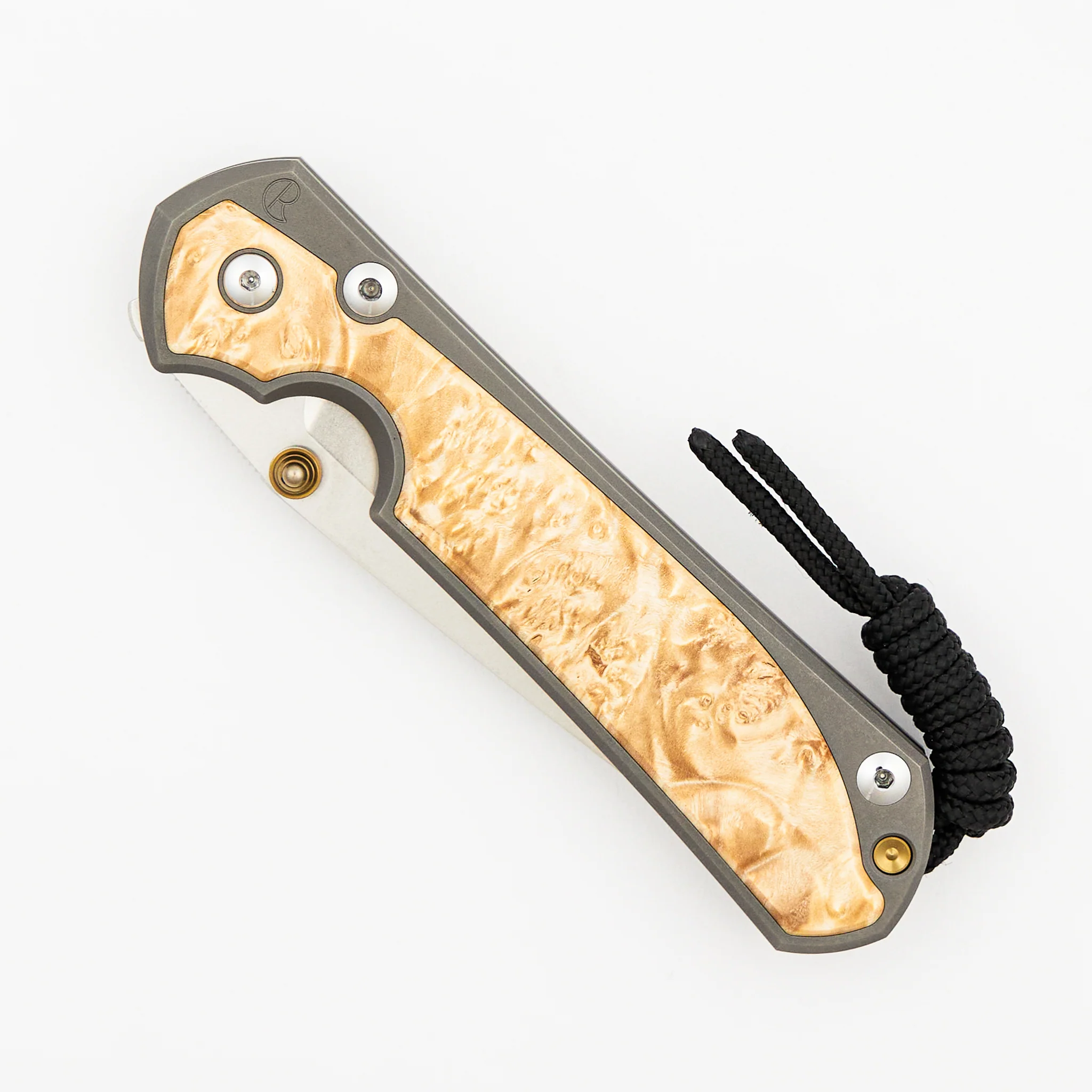 Large Sebenza 31 - Box Elder Inlay - Tanto CPM MagnaCut Blade - Gold Single Thumb Lug - Image 17