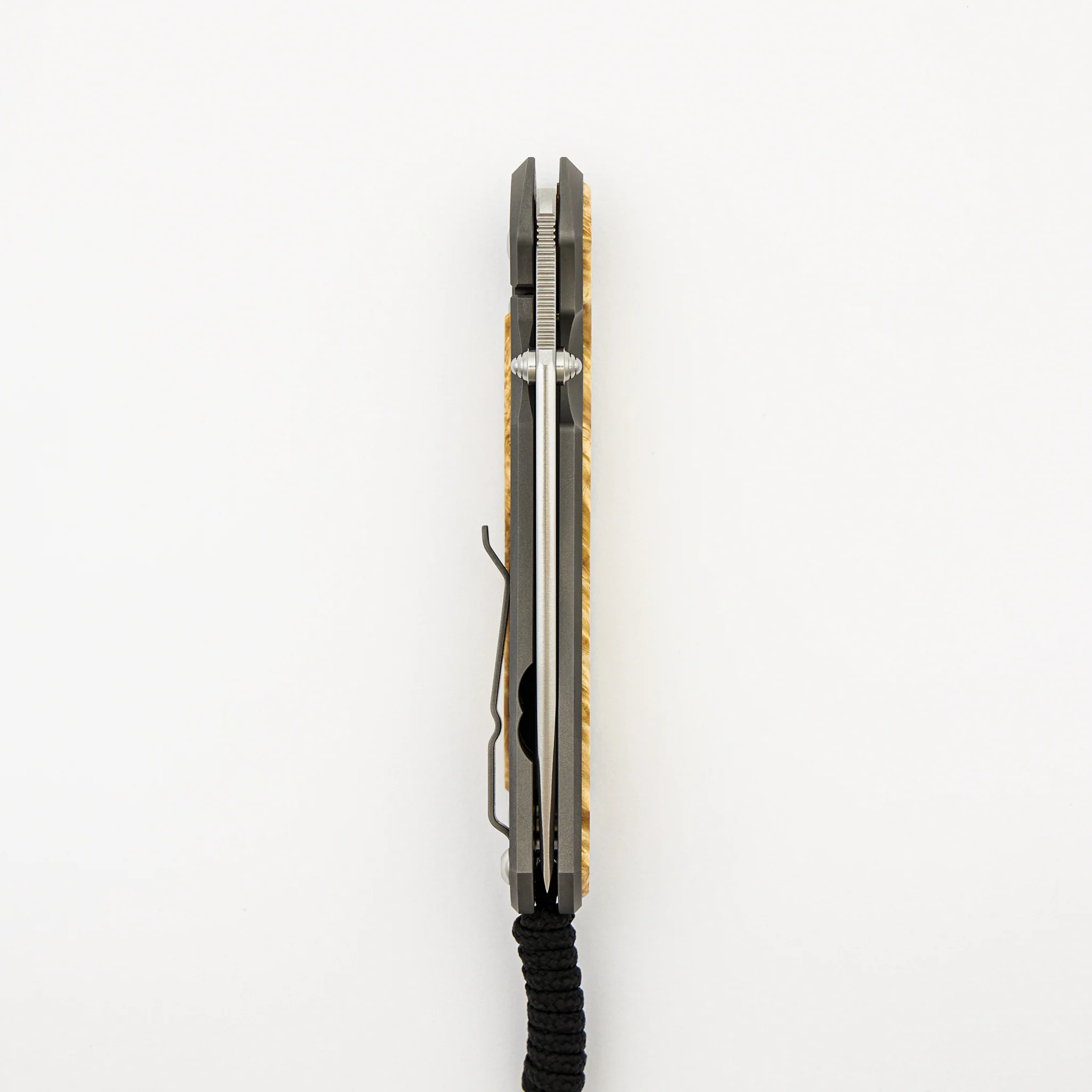 Large Sebenza 31 - Box Elder Inlay - Tanto CPM MagnaCut Blade - Silver Double Thumb Lugs - Image 19