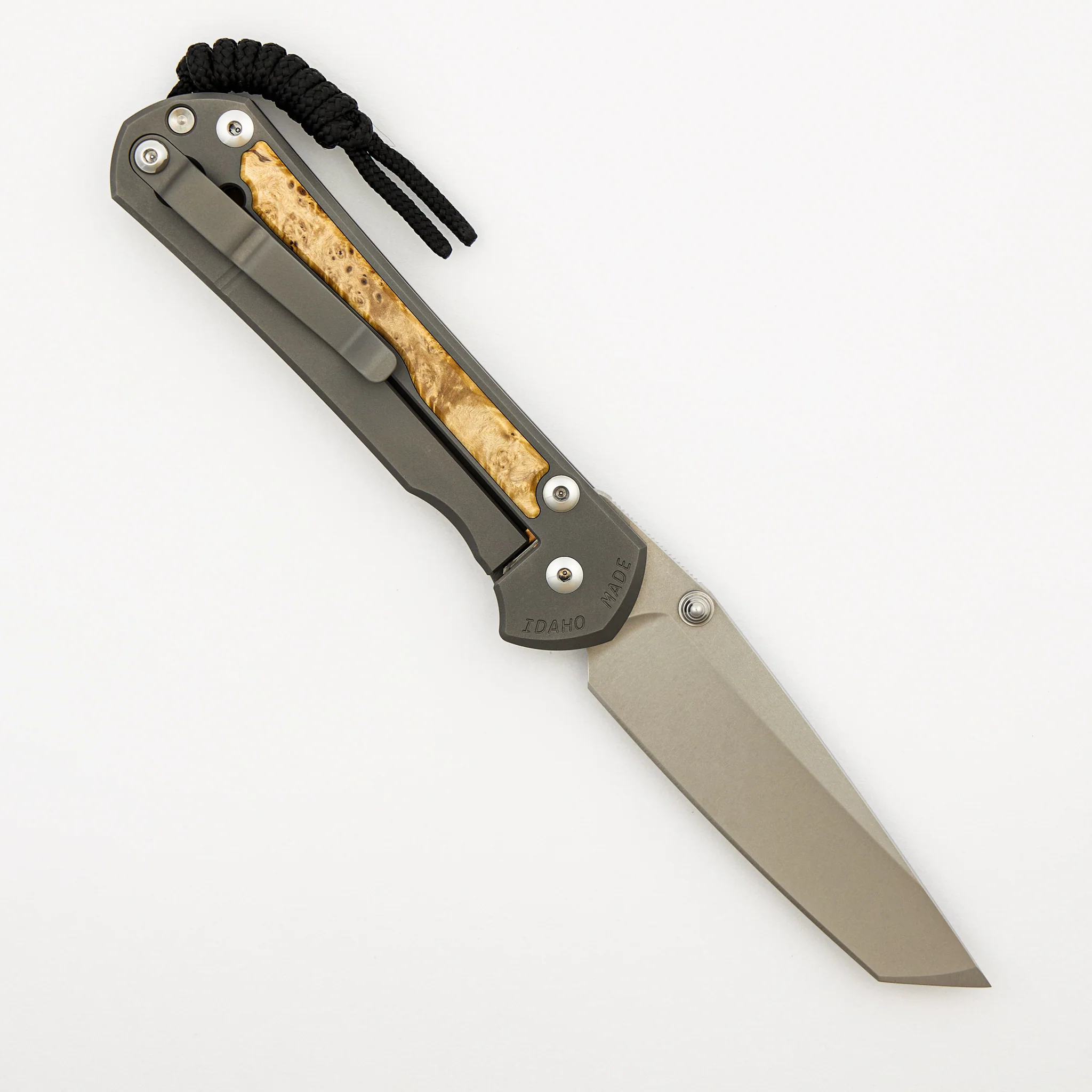 Large Sebenza 31 - Box Elder Inlay - Tanto CPM MagnaCut Blade - Silver Double Thumb Lugs - Image 9