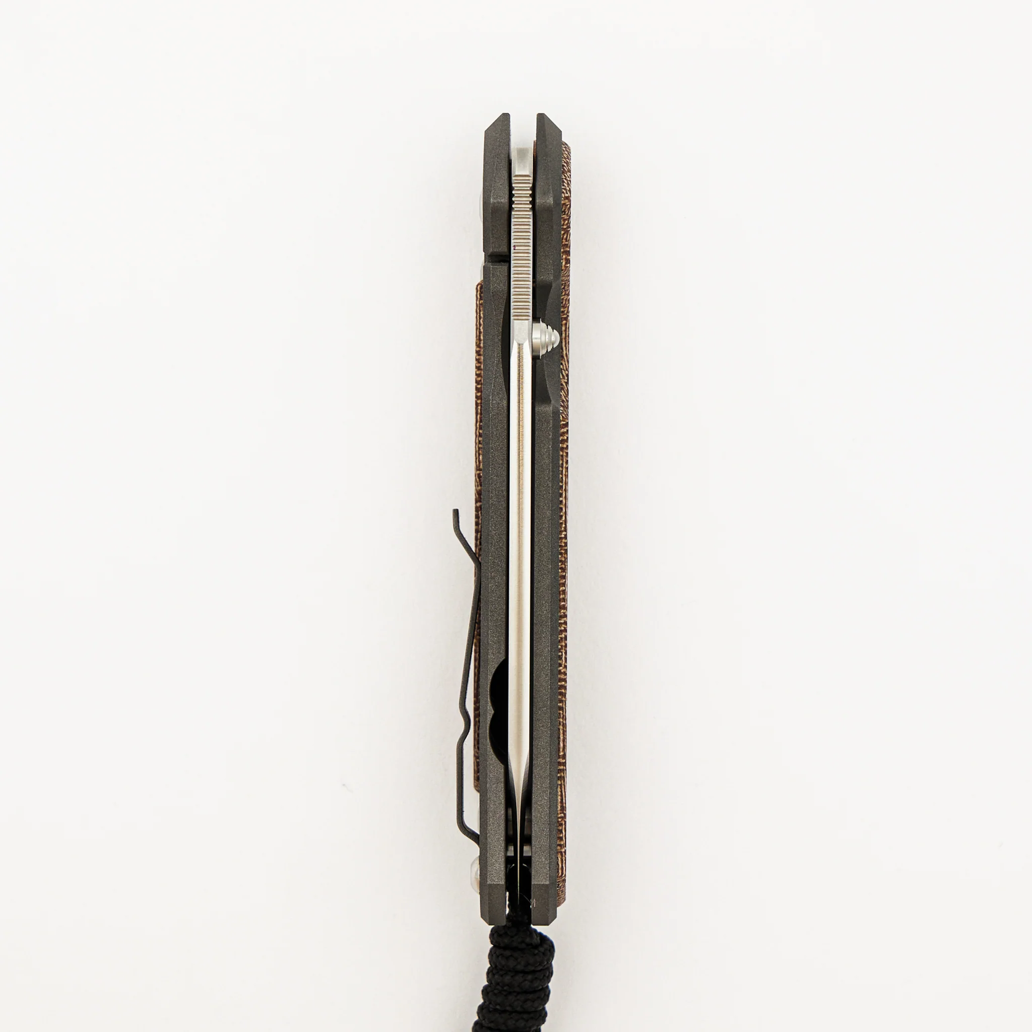Large Sebenza 31 - Insingo CPM MagnaCut Blade - Natural Canvas Micarta Inlays - Silver Single Thumb Lug - Image 5