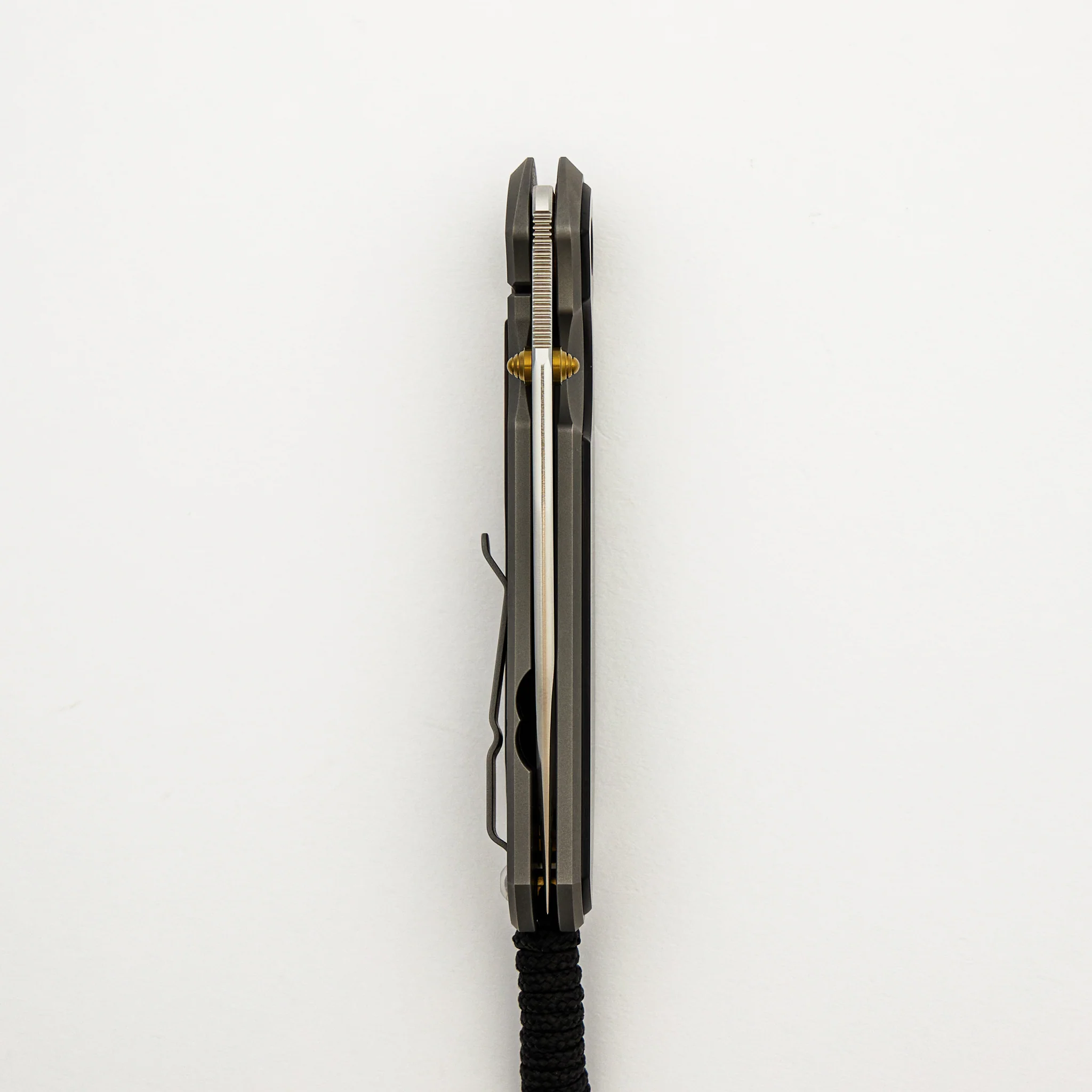 Large Sebenza 31 - Macassar Ebony Inlay - Drop Point Polished CPM MagnaCut Blade - Gold Double Thumb Lugs - Image 12