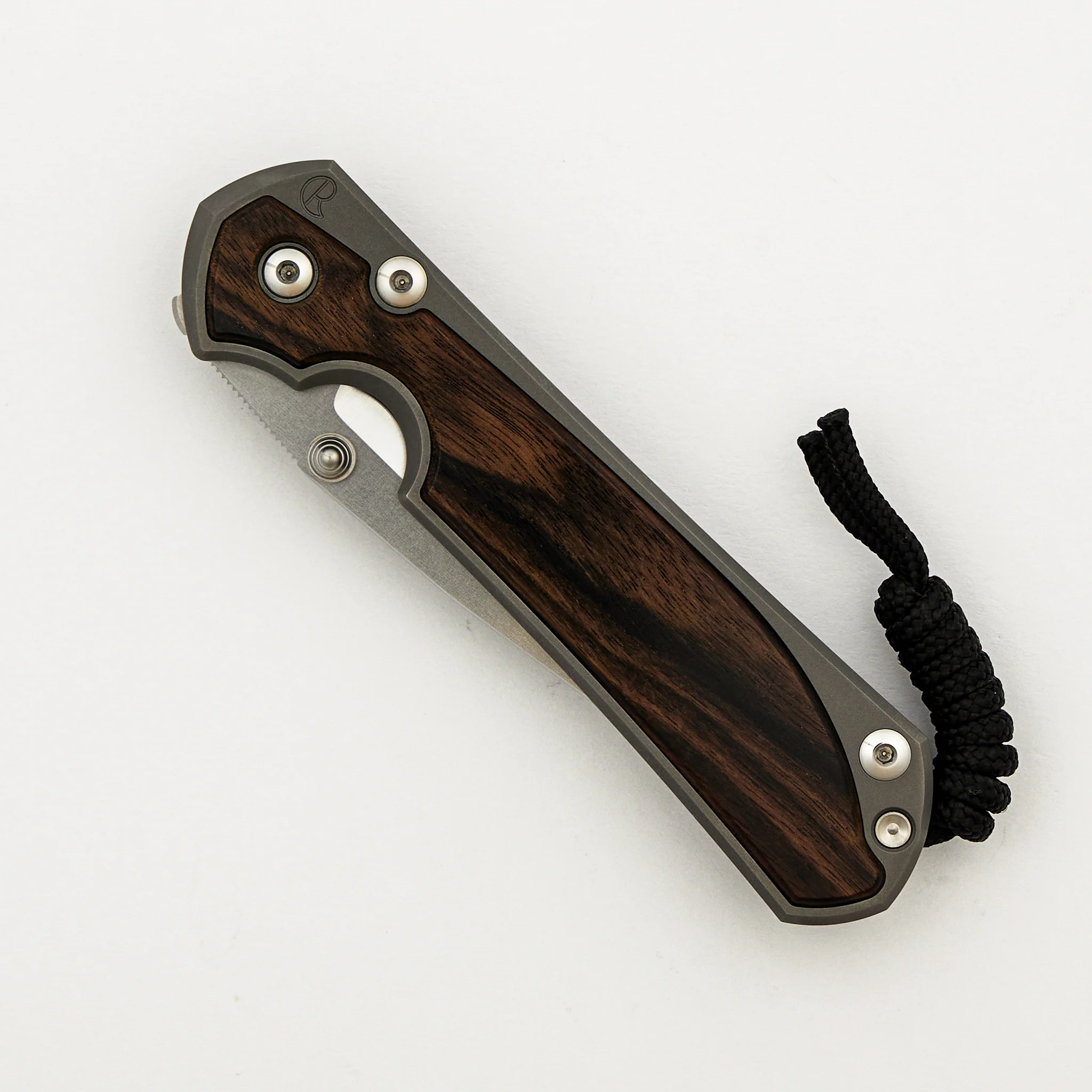 Large Sebenza 31 - Macassar Ebony Inlay - Drop Point Polished CPM MagnaCut Blade - Silver Double Thumb Lugs - Image 10