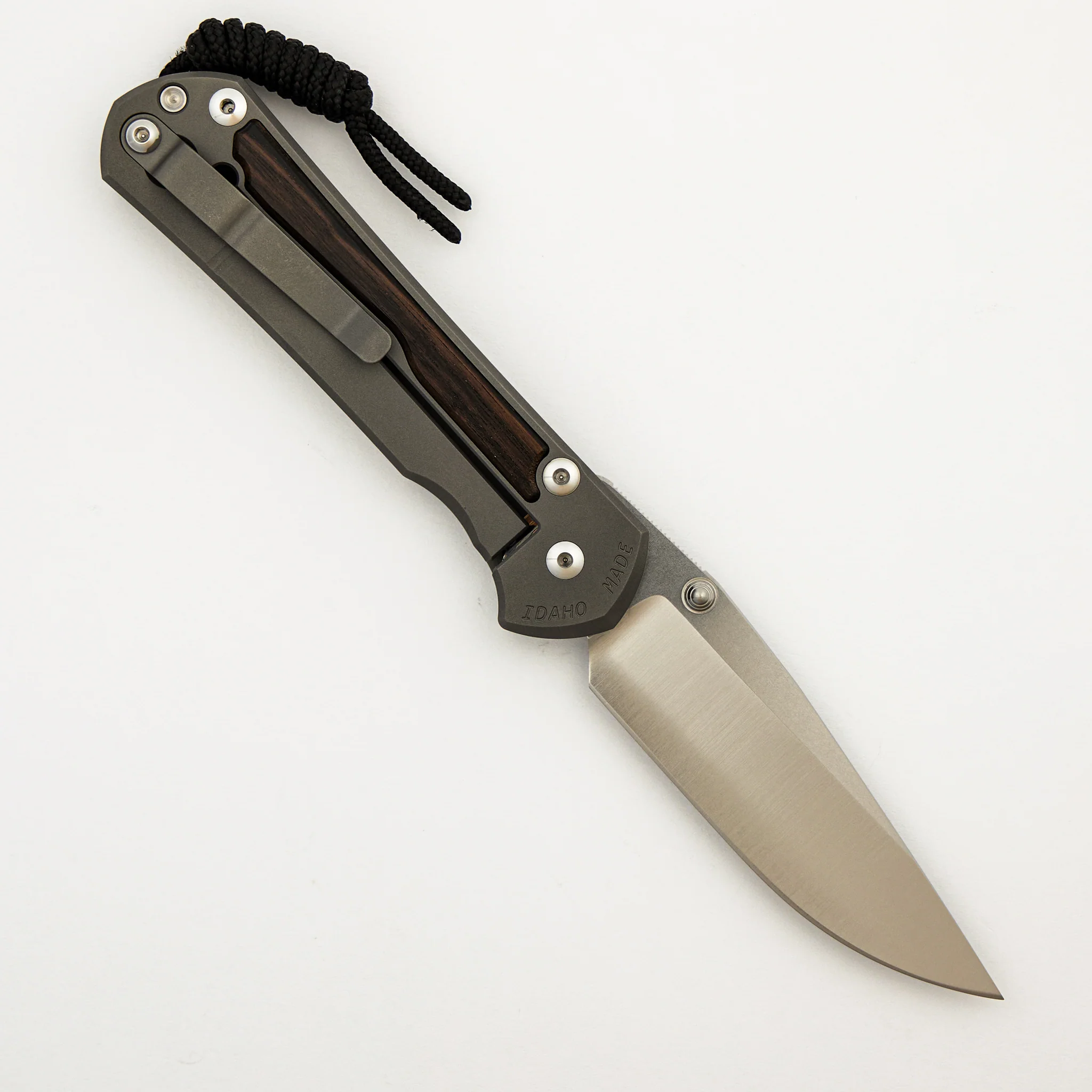 Large Sebenza 31 - Macassar Ebony Inlay - Drop Point Polished CPM MagnaCut Blade - Silver Double Thumb Lugs - Image 23