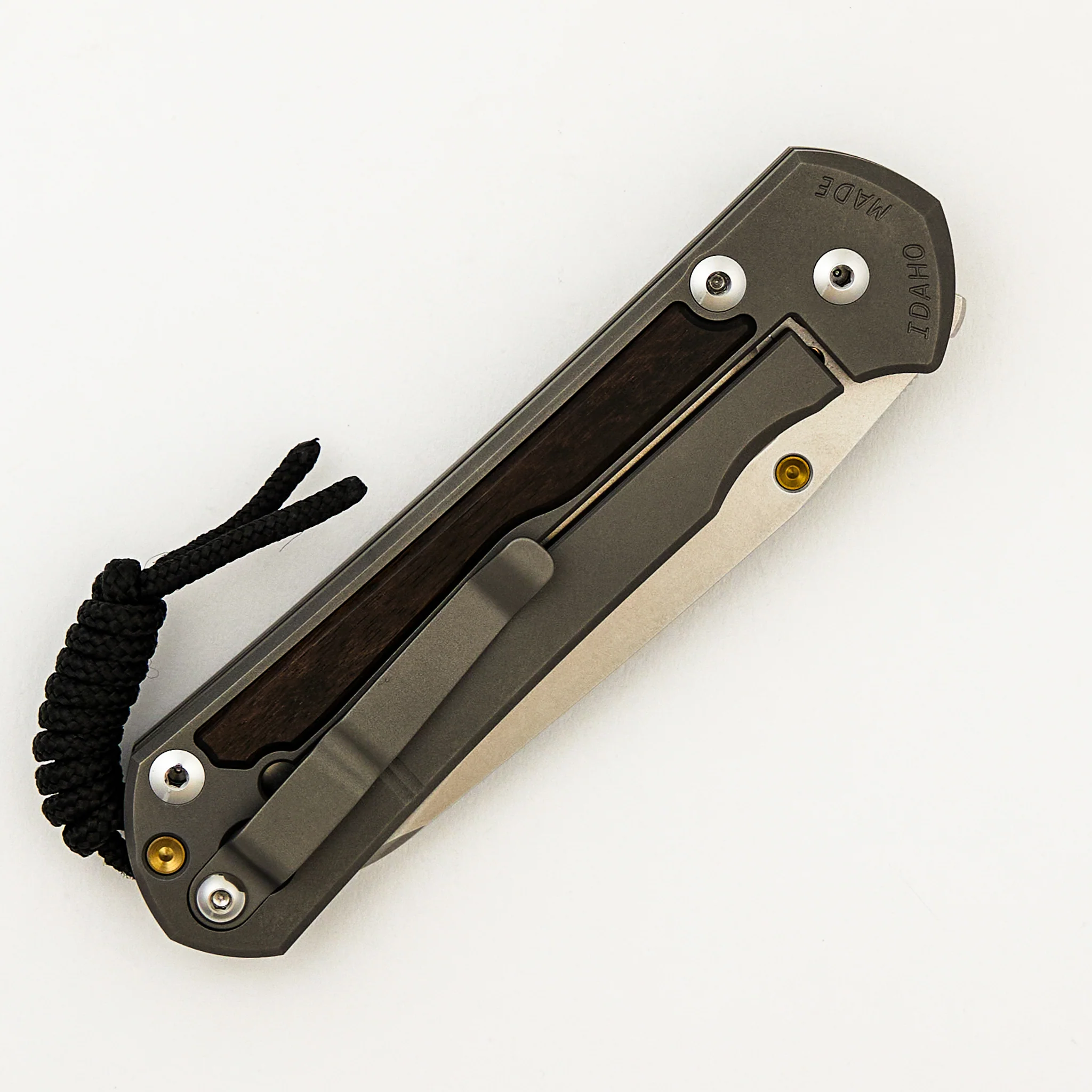 Large Sebenza 31 Macassar Ebony Inlay - Insingo CPM MagnaCut Blade - Gold Single Thumb Lug - Image 11