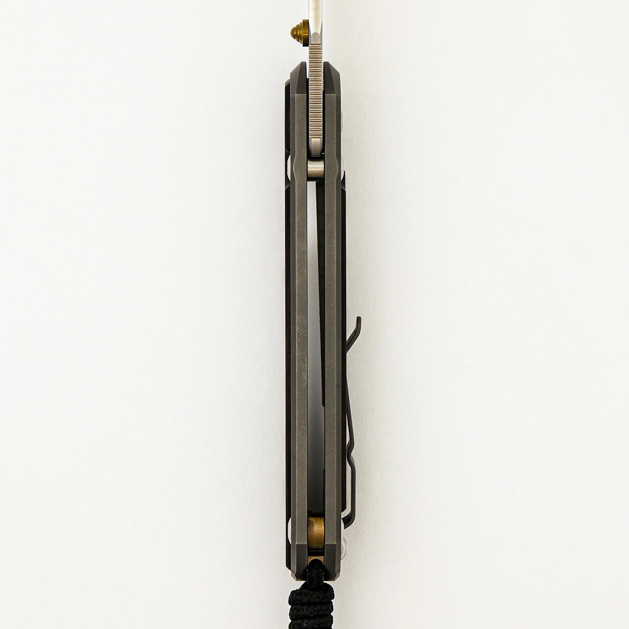 Large Sebenza 31 Macassar Ebony Inlay - Insingo CPM MagnaCut Blade - Gold Single Thumb Lug - Image 14