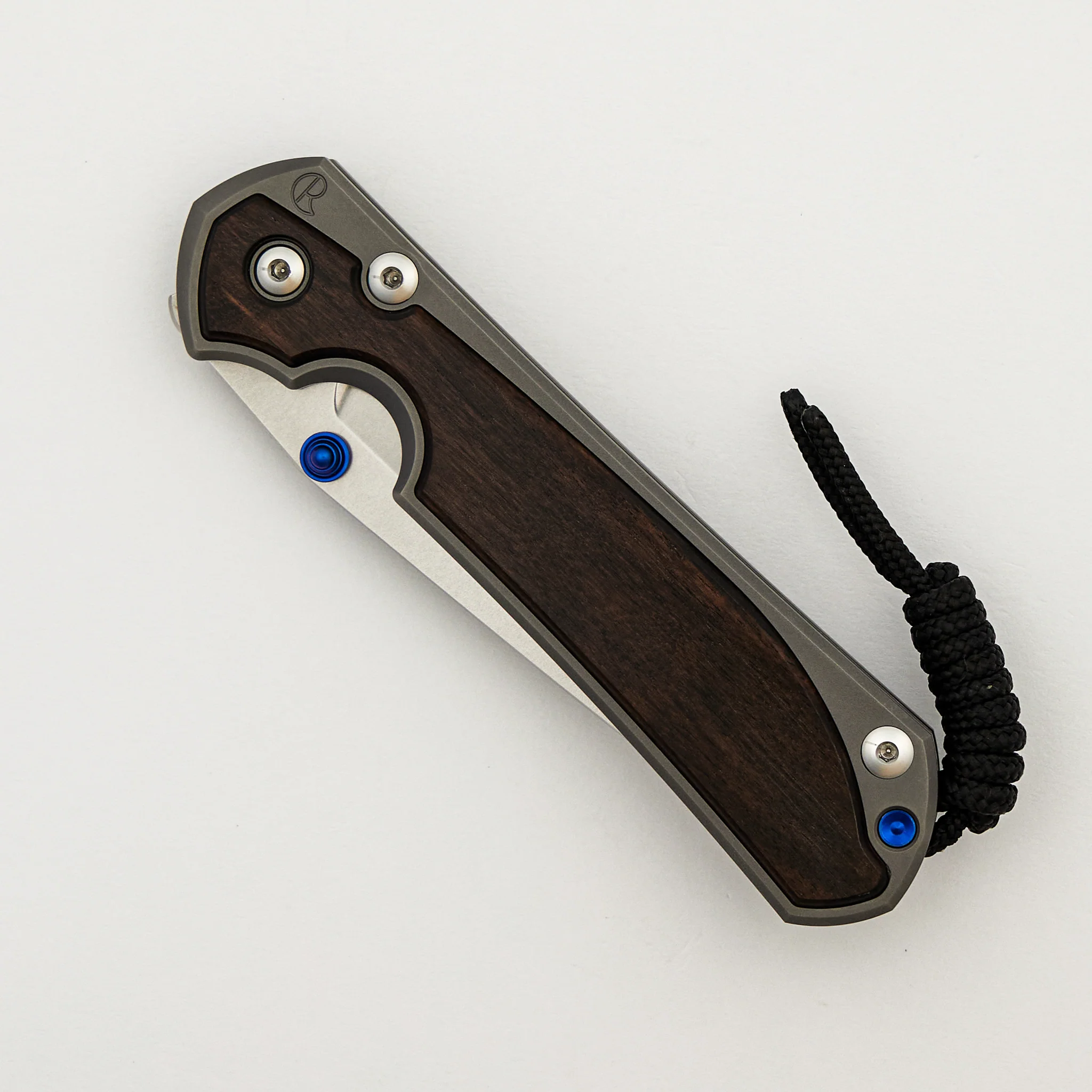 Large Sebenza 31 - Macassar Ebony Inlay - Tanto CPM MagnaCut Blade - Blue Double Thumb Lugs - Image 17