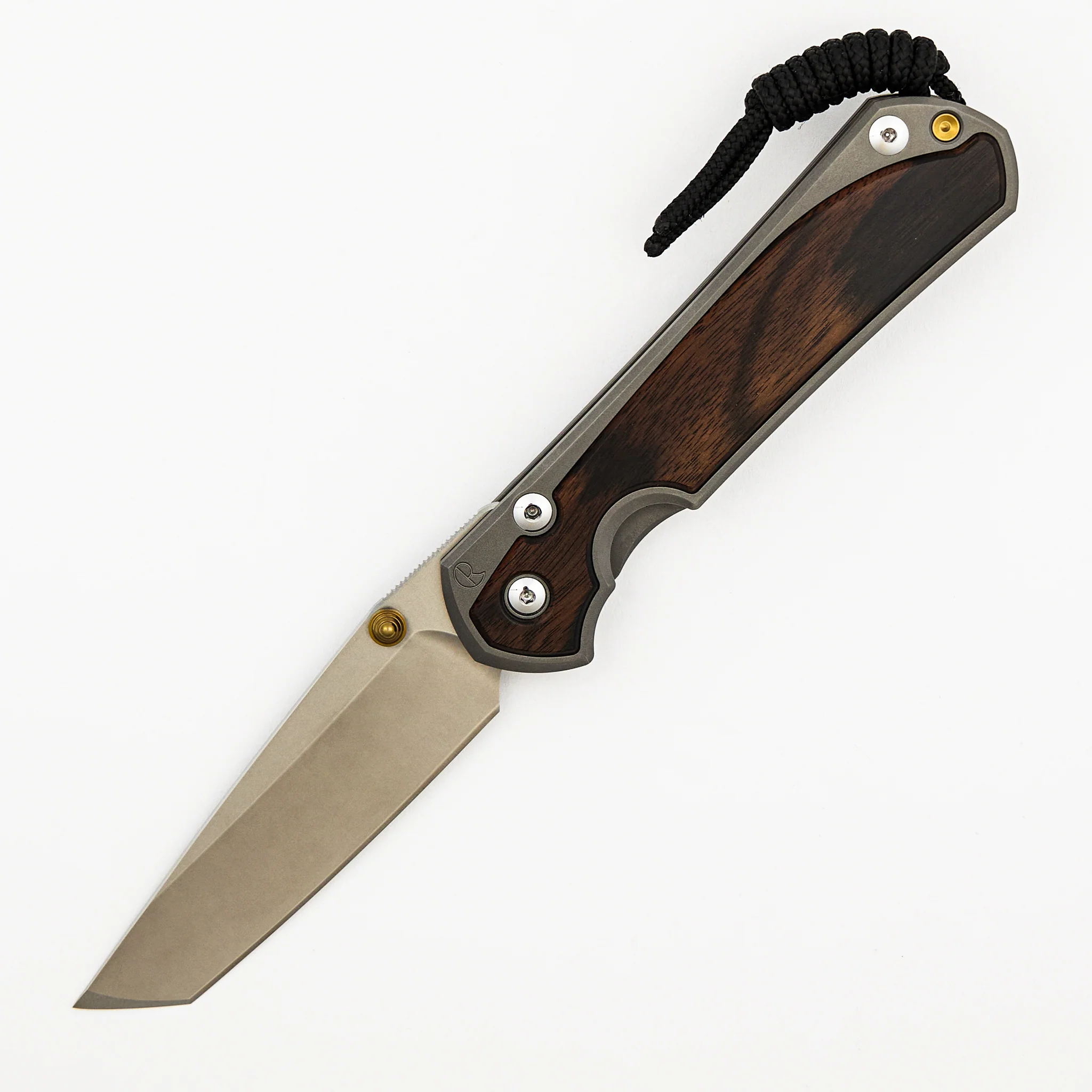 Large Sebenza 31 - Macassar Ebony Inlay - Tanto CPM MagnaCut Blade - Gold Single Thumb Lug - Image 15