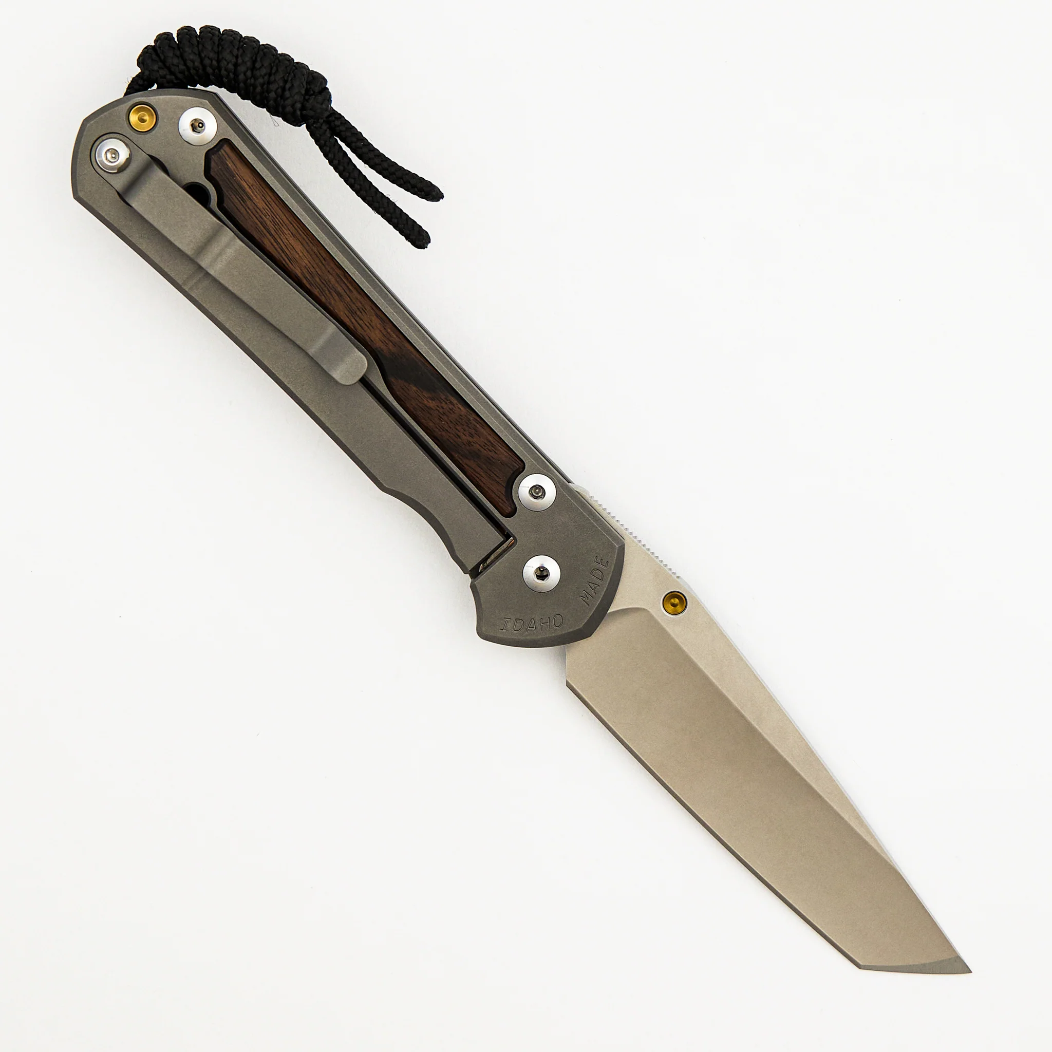 Large Sebenza 31 - Macassar Ebony Inlay - Tanto CPM MagnaCut Blade - Gold Single Thumb Lug - Image 16