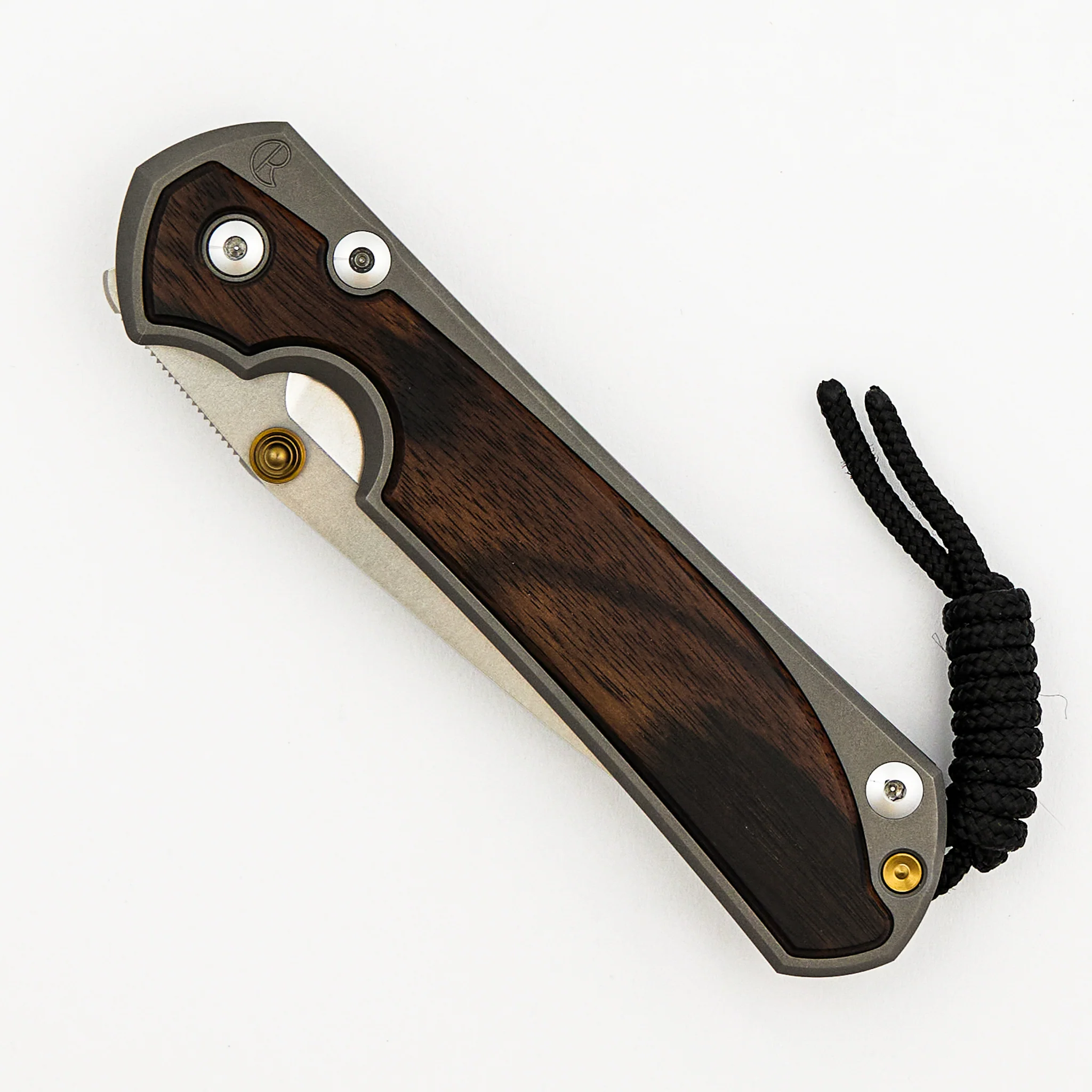 Large Sebenza 31 - Macassar Ebony Inlay - Tanto CPM MagnaCut Blade - Gold Single Thumb Lug - Image 17