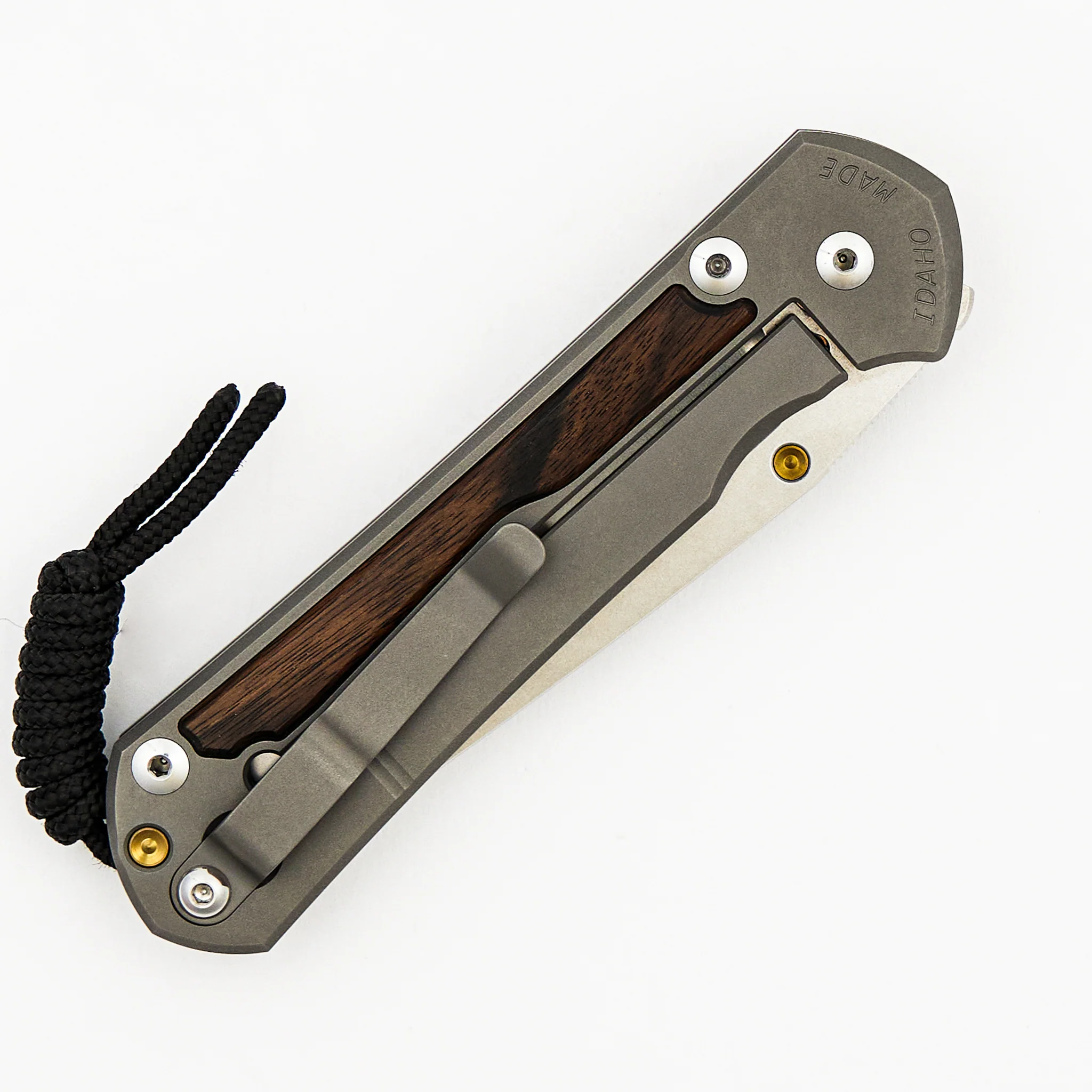 Large Sebenza 31 - Macassar Ebony Inlay - Tanto CPM MagnaCut Blade - Gold Single Thumb Lug - Image 18