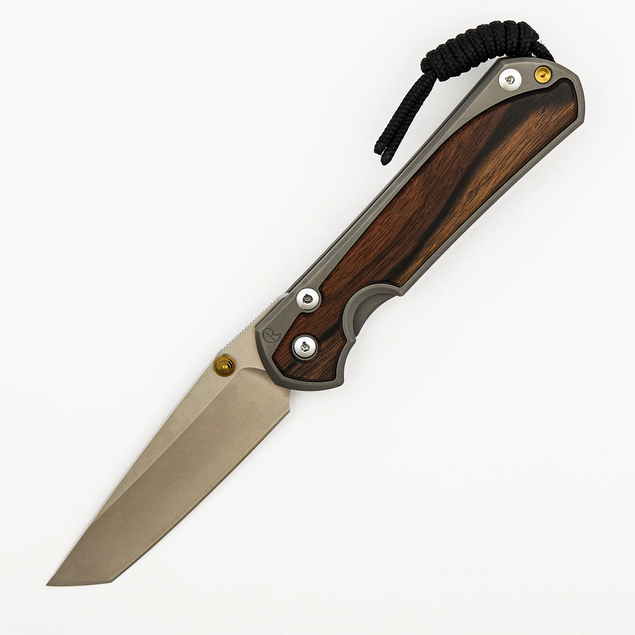 Large Sebenza 31 - Macassar Ebony Inlay - Tanto CPM MagnaCut Blade - Gold Single Thumb Lug - Image 22
