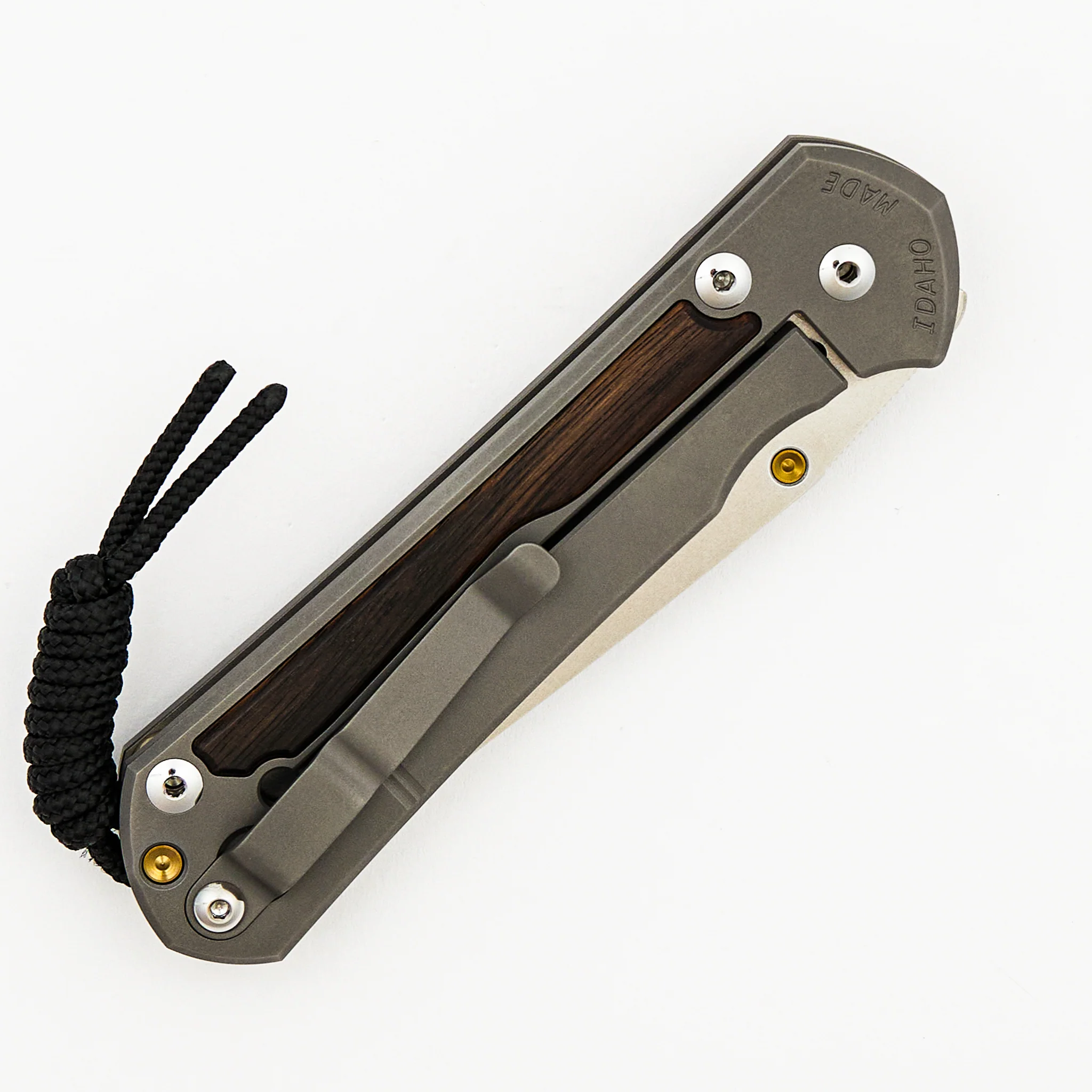 Large Sebenza 31 - Macassar Ebony Inlay - Tanto CPM MagnaCut Blade - Gold Single Thumb Lug - Image 25