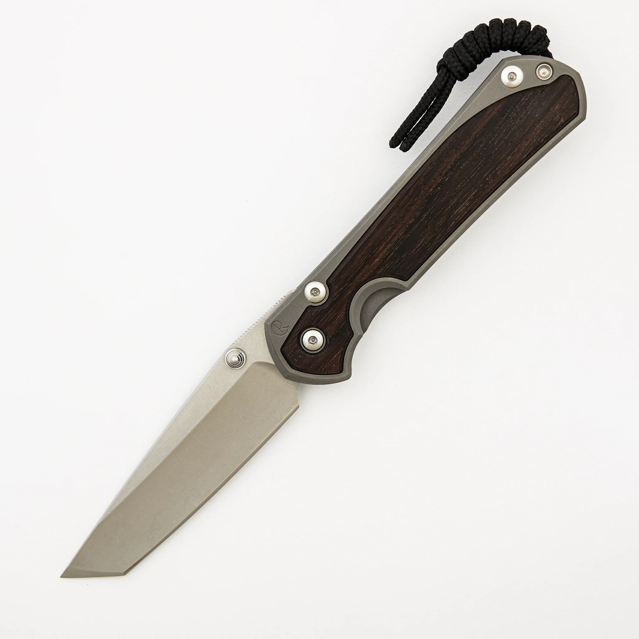 Large Sebenza 31 - Macassar Ebony Inlay - Tanto CPM MagnaCut Blade - Silver Double Thumb Lugs
