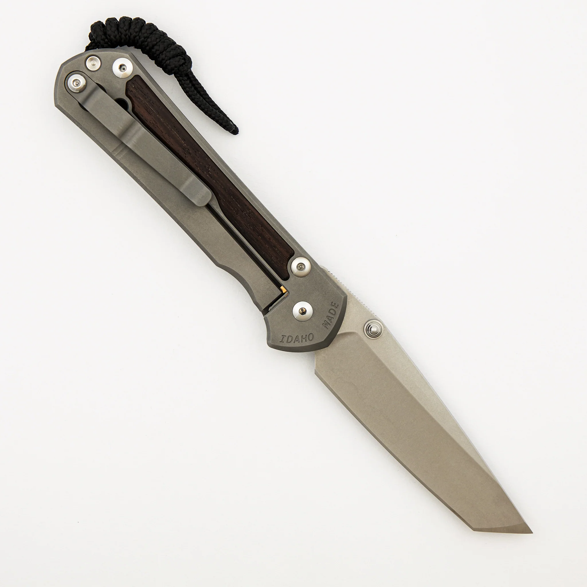 Large Sebenza 31 - Macassar Ebony Inlay - Tanto CPM MagnaCut Blade - Silver Double Thumb Lugs - Image 2