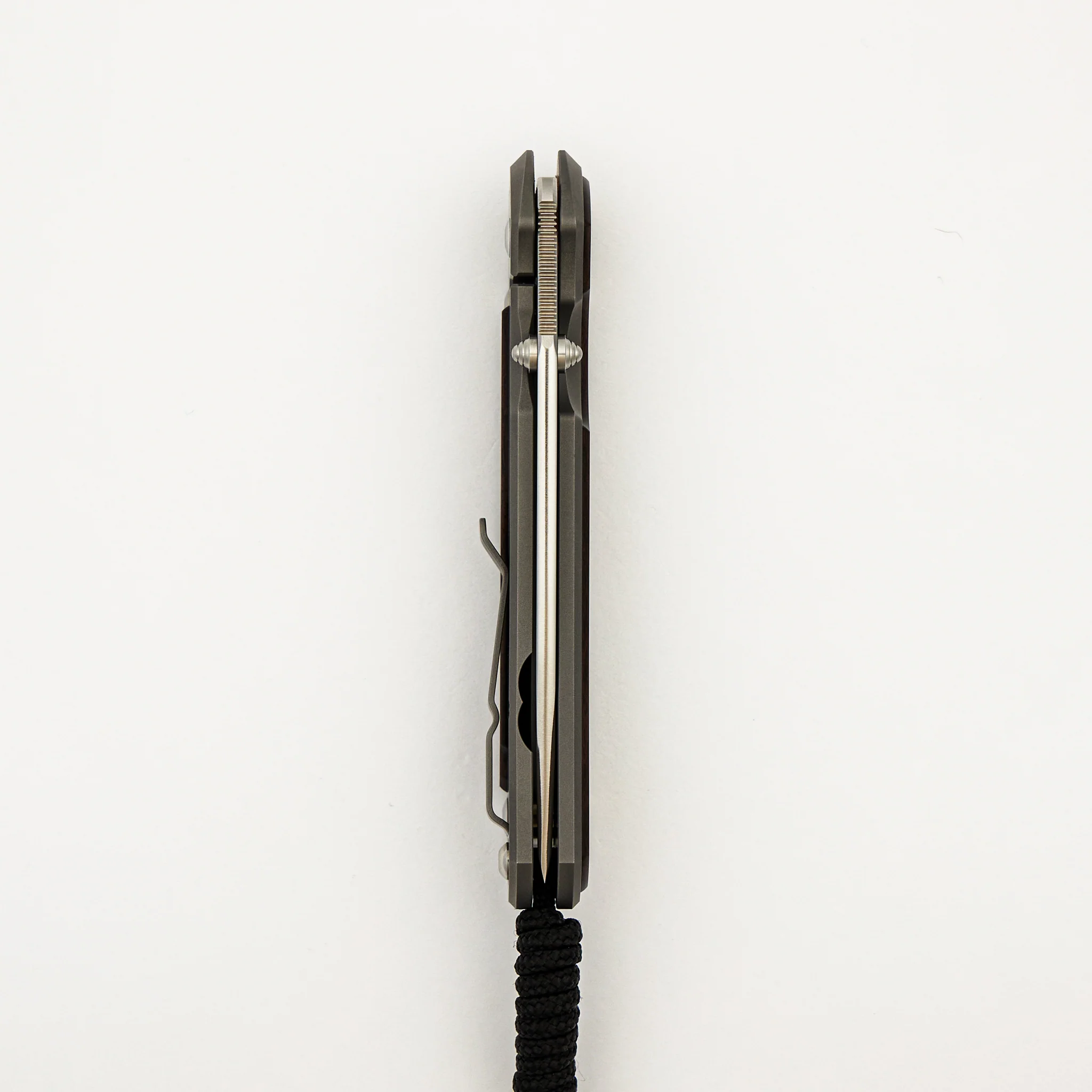 Large Sebenza 31 - Macassar Ebony Inlay - Tanto CPM MagnaCut Blade - Silver Double Thumb Lugs - Image 33