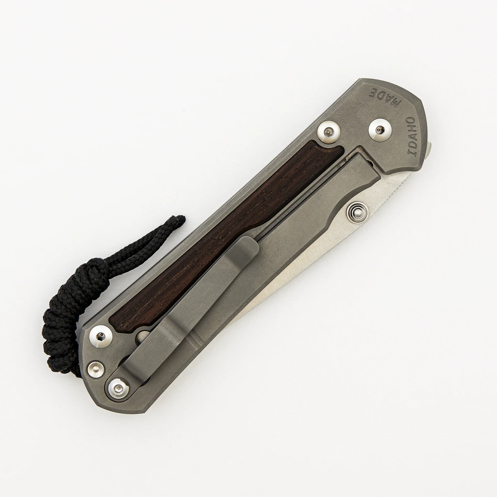 Large Sebenza 31 - Macassar Ebony Inlay - Tanto CPM MagnaCut Blade - Silver Double Thumb Lugs - Image 4