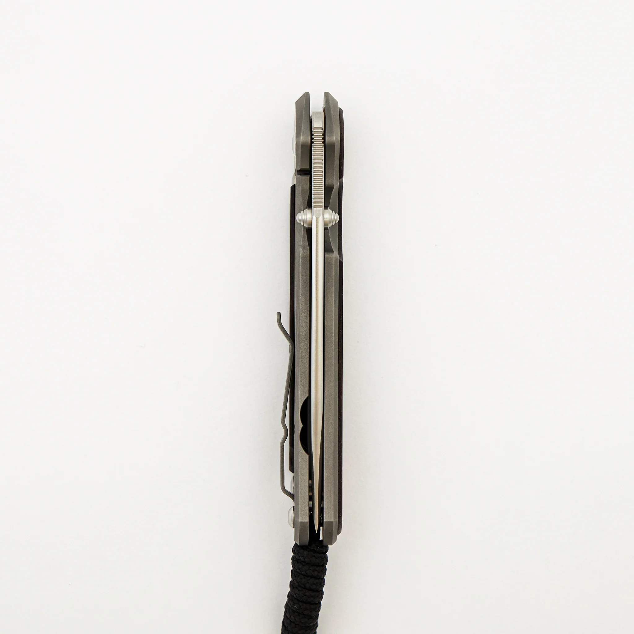 Large Sebenza 31 - Macassar Ebony Inlay - Tanto CPM MagnaCut Blade - Silver Double Thumb Lugs - Image 5