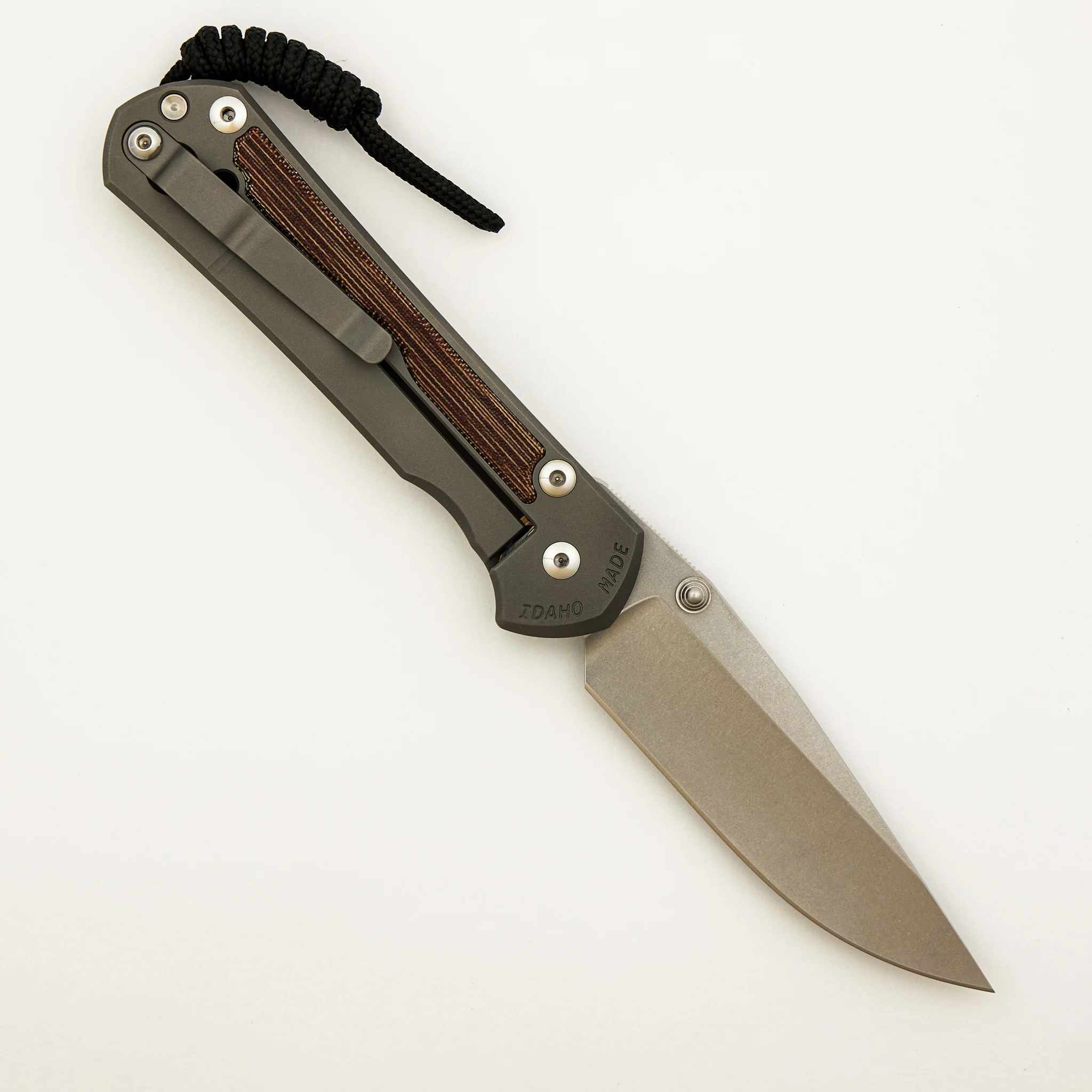Large Sebenza 31 - Natural Canvas Micarta Inlay - Drop Point CPM MagnaCut Blade - Glass Blasted - Silver Double Thumb Lugs - Image 2