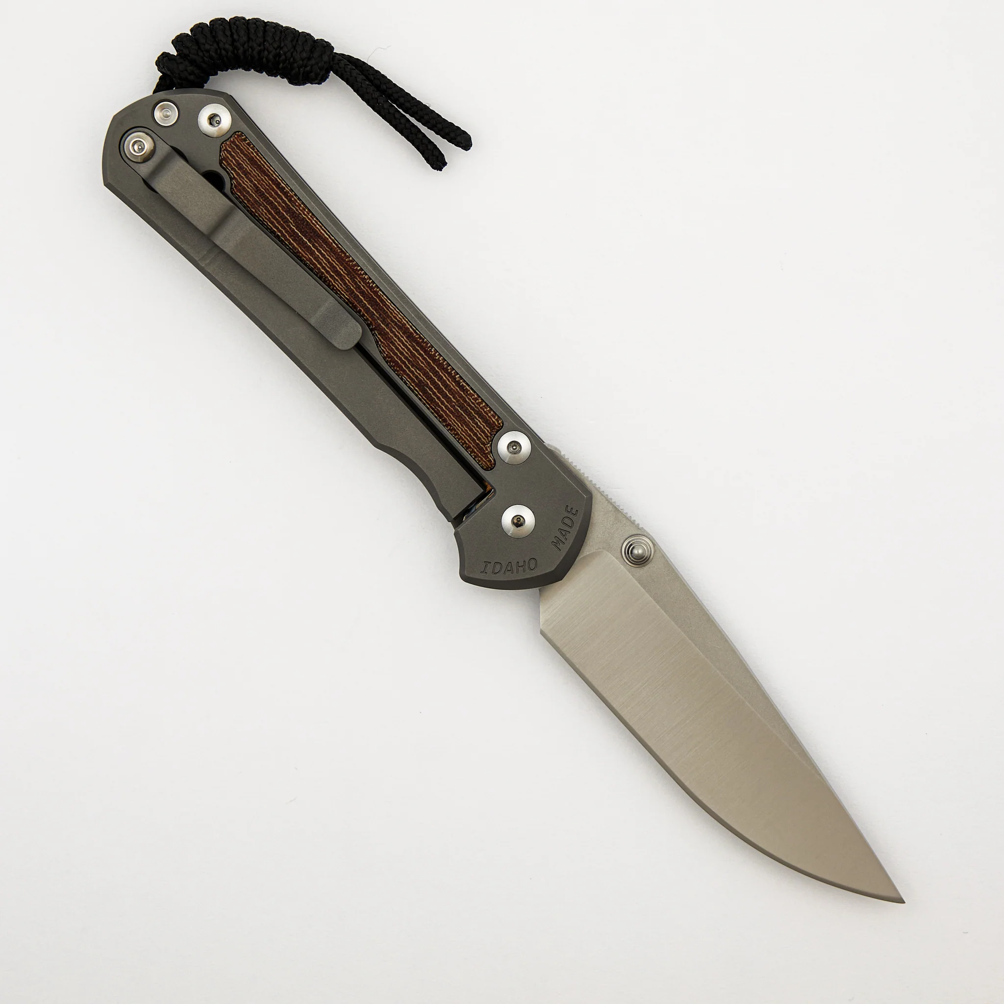 Large Sebenza 31 - Natural Canvas Micarta Inlay - Drop Point Polished CPM MagnaCut Blade - Glass Blasted - Silver Double Thumb Lugs - Image 2
