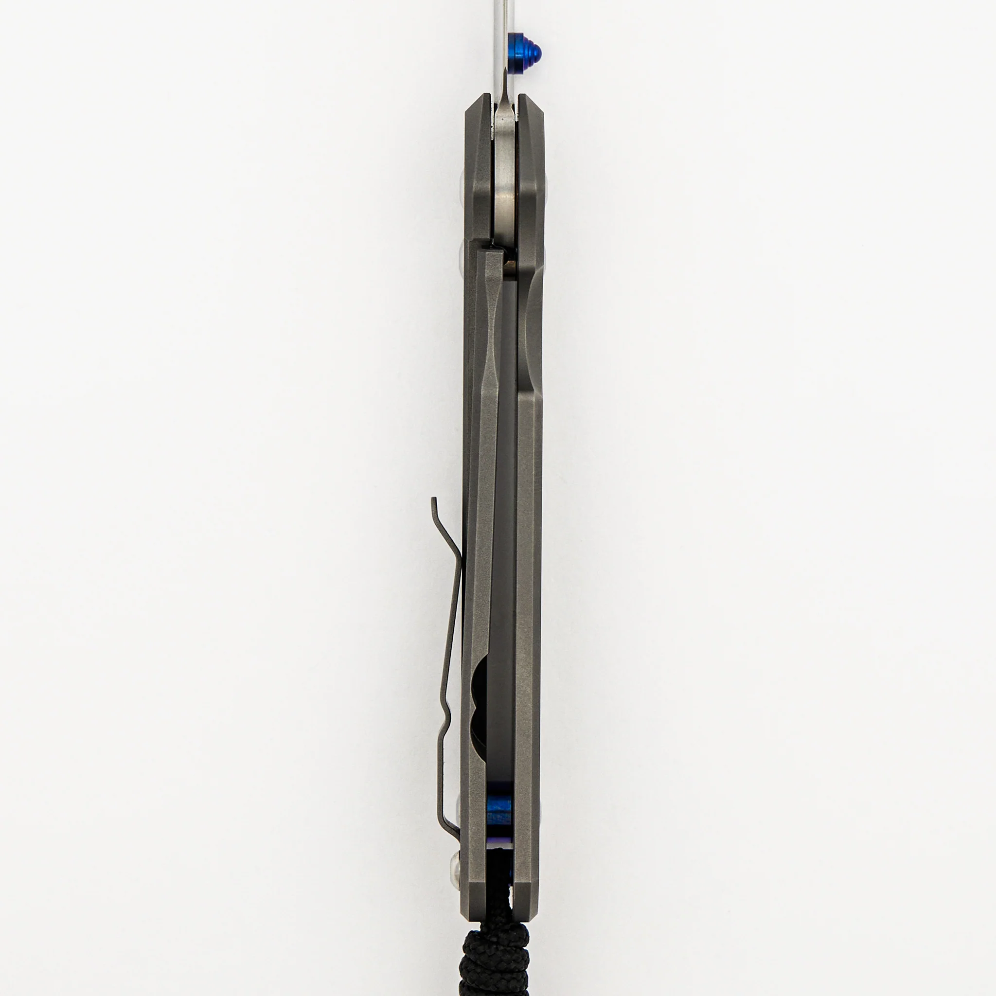 Large Sebenza 31 - Tanto CPM MagnaCut Blade - Glass Blasted - Blue Single Thumb Lug - Image 6