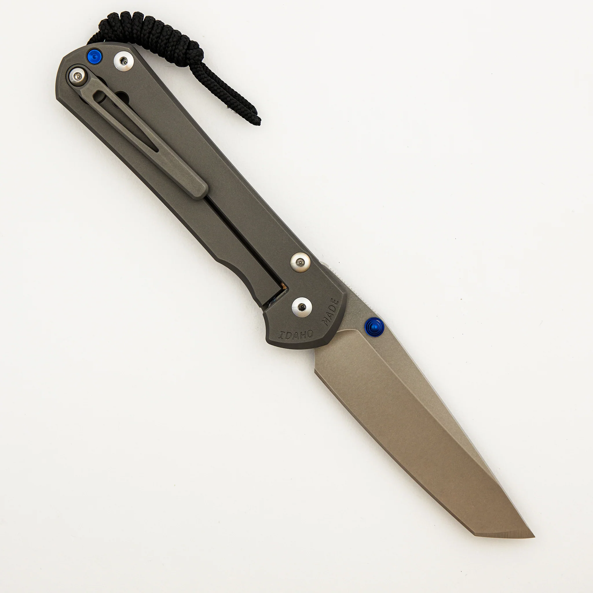 Large Sebenza 31 - Tanto CPM MagnaCut Blade - Glass Blasted - MIM Clip - Blue Double Lugs - Image 2