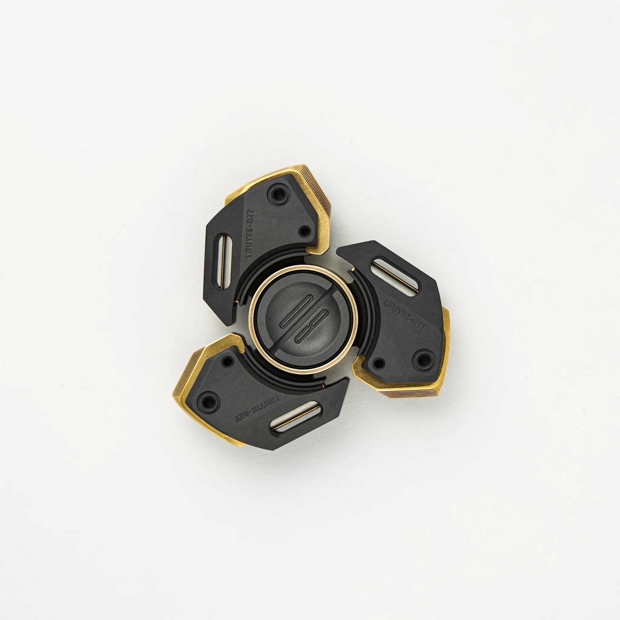Bit 09 Fidget Spinner - 3 Fin - Brass/Zirconium - Image 2
