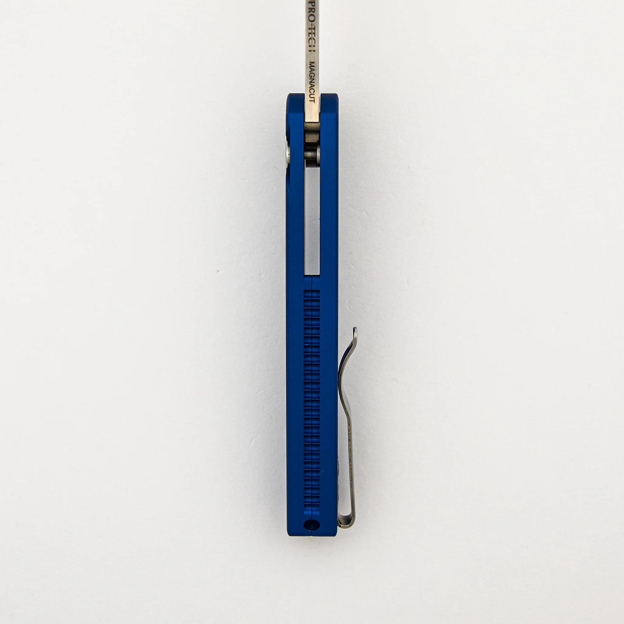 Malibu Flipper – 5300-LTD BLUE - Solid Blue Handle - Machine Satin MagnaCut Wharncliffe - Image 7