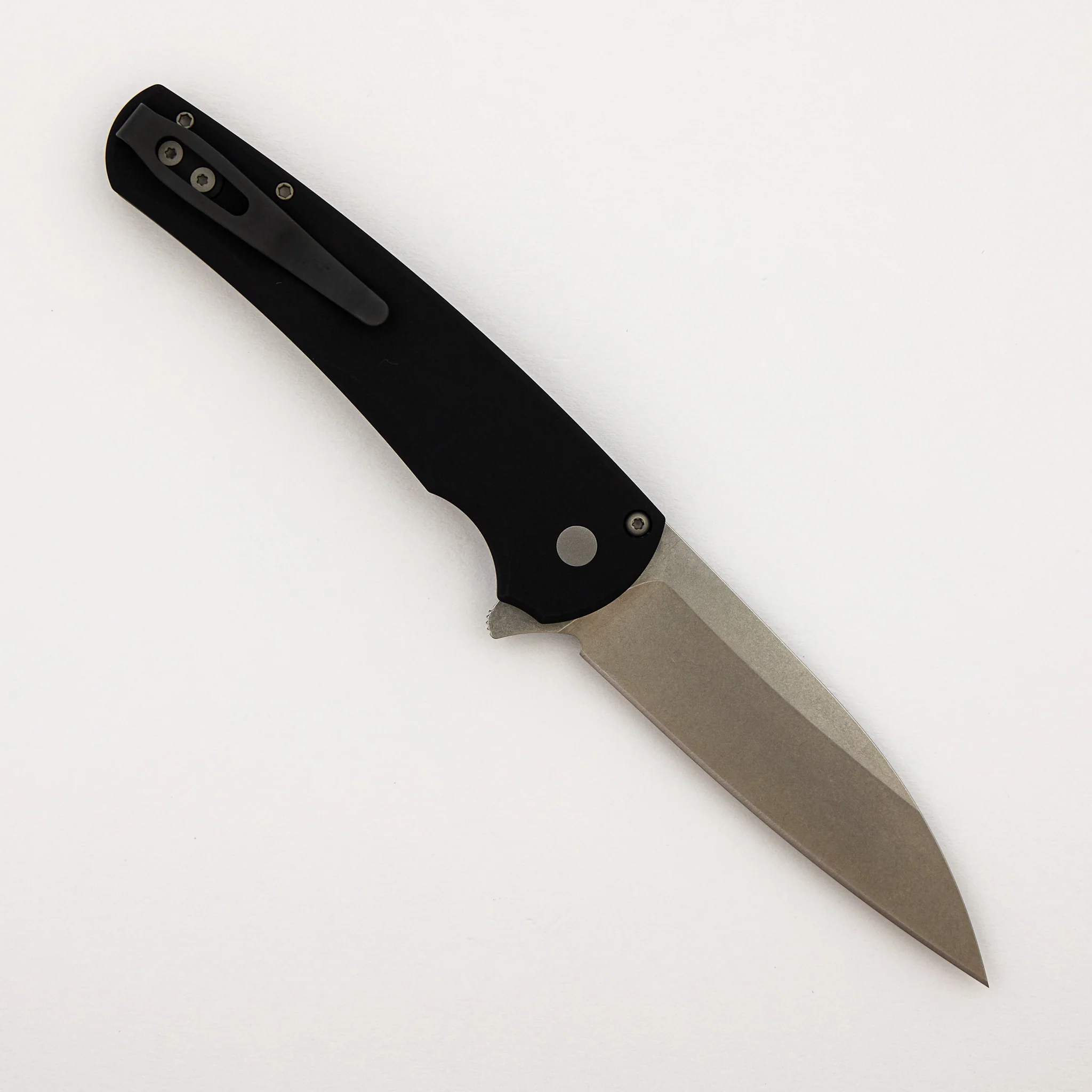 Malibu Flipper – 5301 - Solid Black Aluminum Handle - Stonewash MagnaCut Wharncliffe Blade - Image 2
