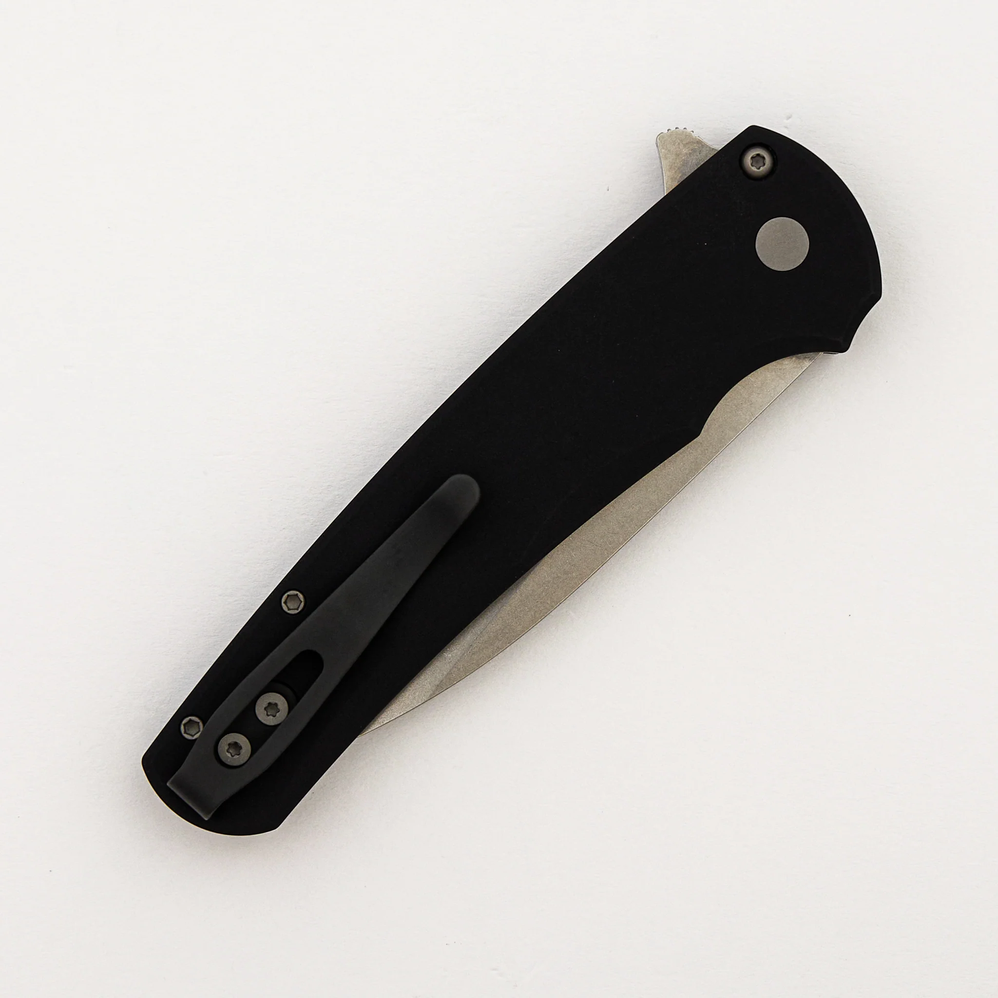 Malibu Flipper – 5301 - Solid Black Aluminum Handle - Stonewash MagnaCut Wharncliffe Blade - Image 4