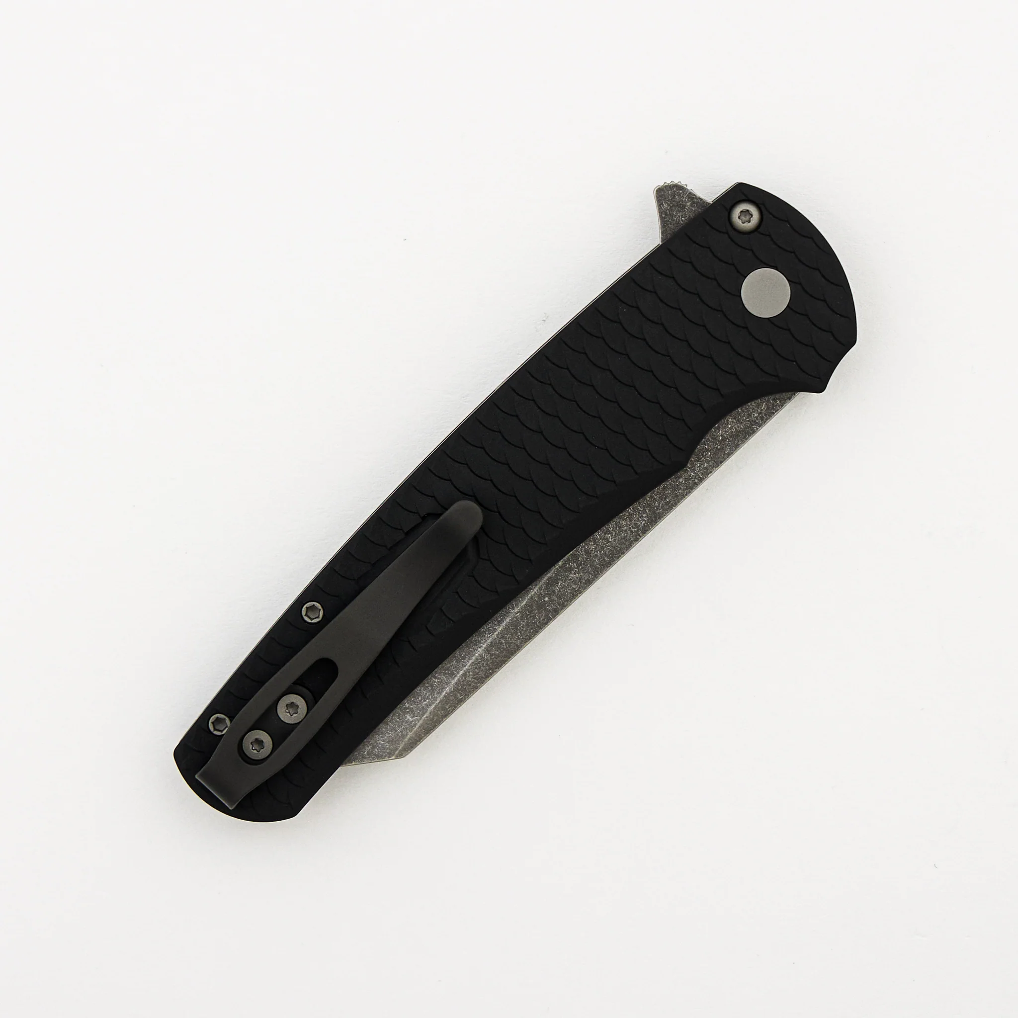 Malibu Flipper - 5435-AW - Black Dragon Scale Textured Handle - Acid Washed MagnaCut Reverse Tanto Blade - Image 4