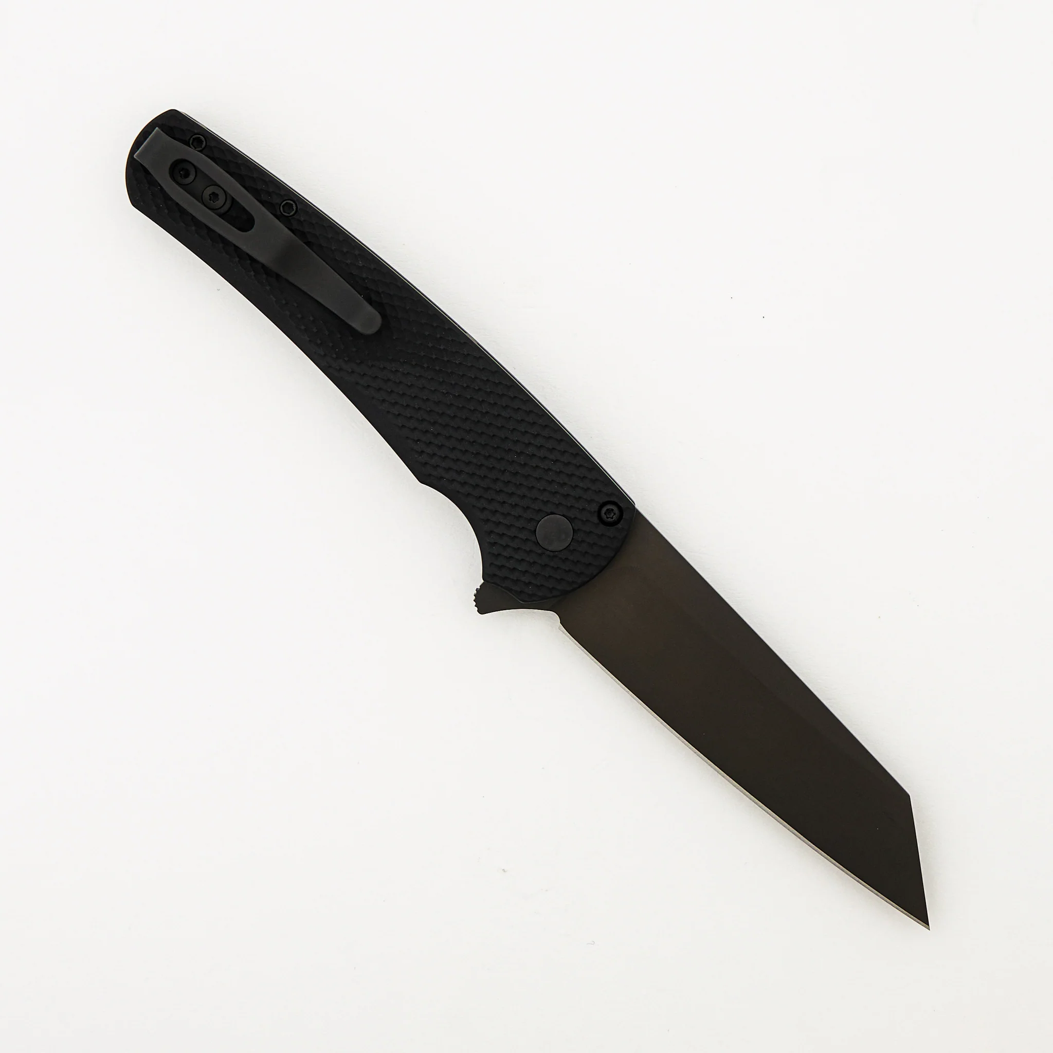 Malibu Flipper - Black Textured Aluminum Handle - DLC Black Reverse Tanto MagnaCut Blade - Image 2