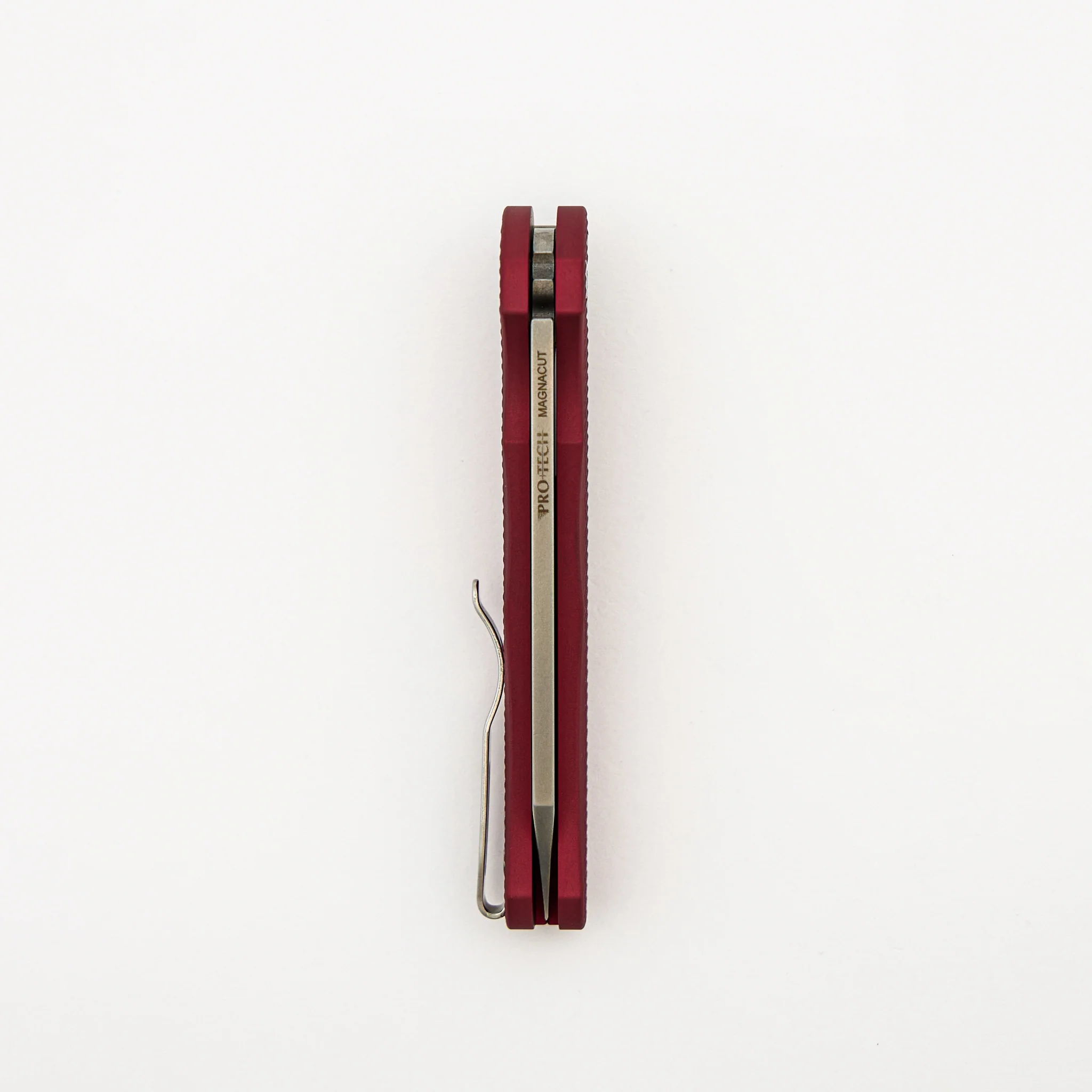 Malibu Flipper - Red Textured Handle - Stonewash Reverse Tanto MagnaCut Blade - 5405 LTD-RED - Image 5