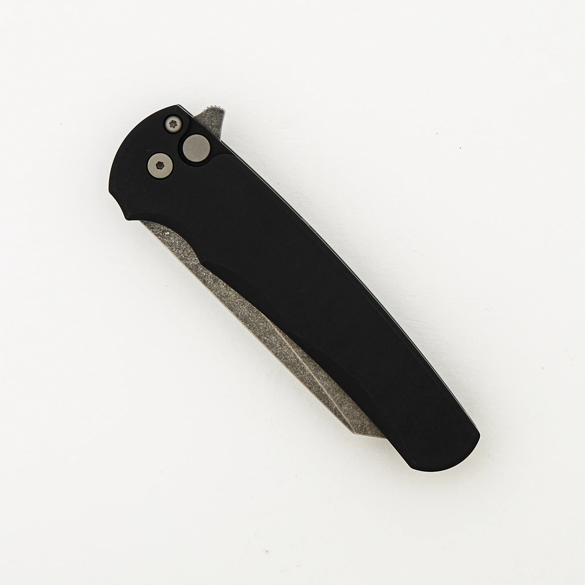 Malibu Flipper - Smooth Black Aluminum Handle - Acid Wash Reverse Tanto MagnaCut Blade - Image 3