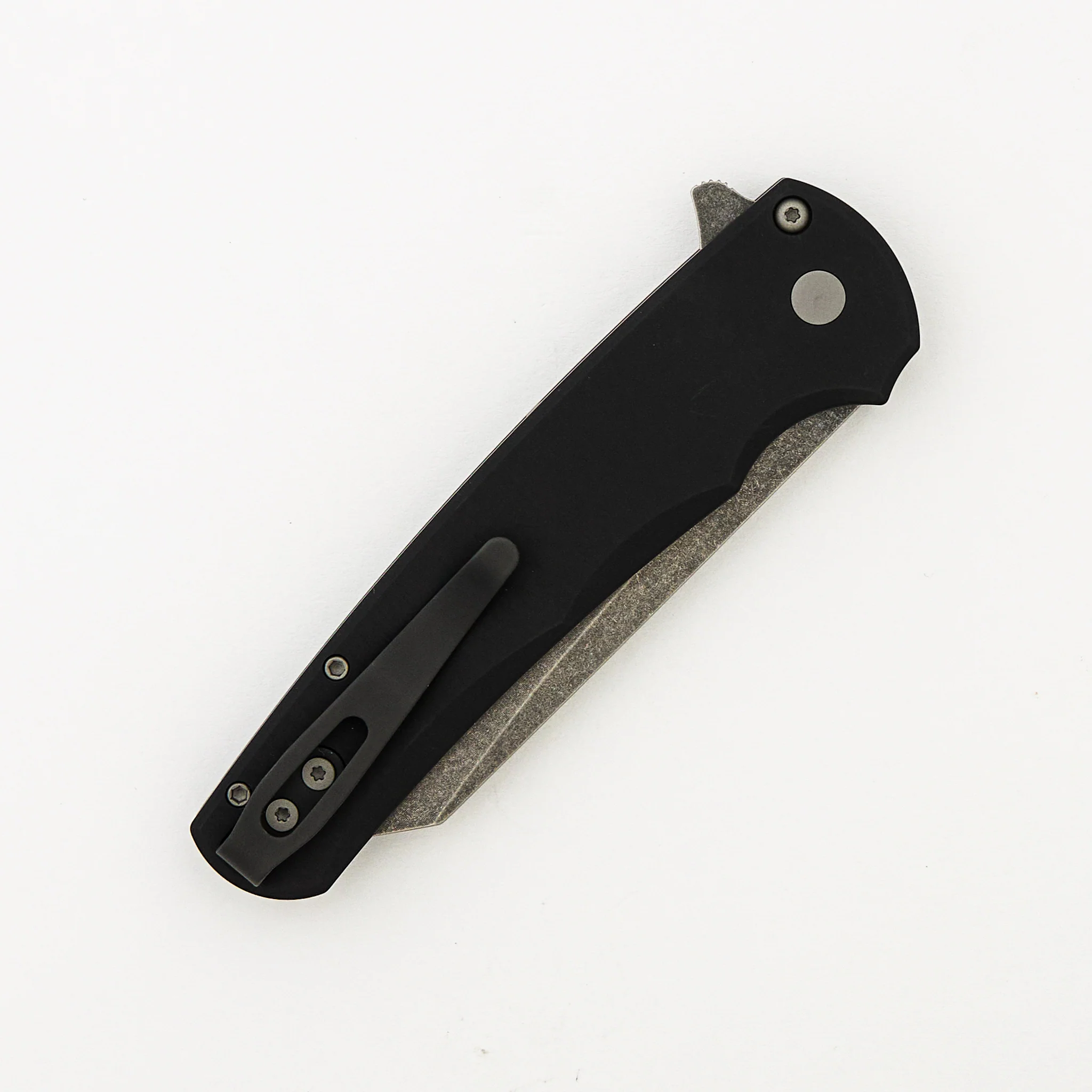 Malibu Flipper - Smooth Black Aluminum Handle - Acid Wash Reverse Tanto MagnaCut Blade - Image 4