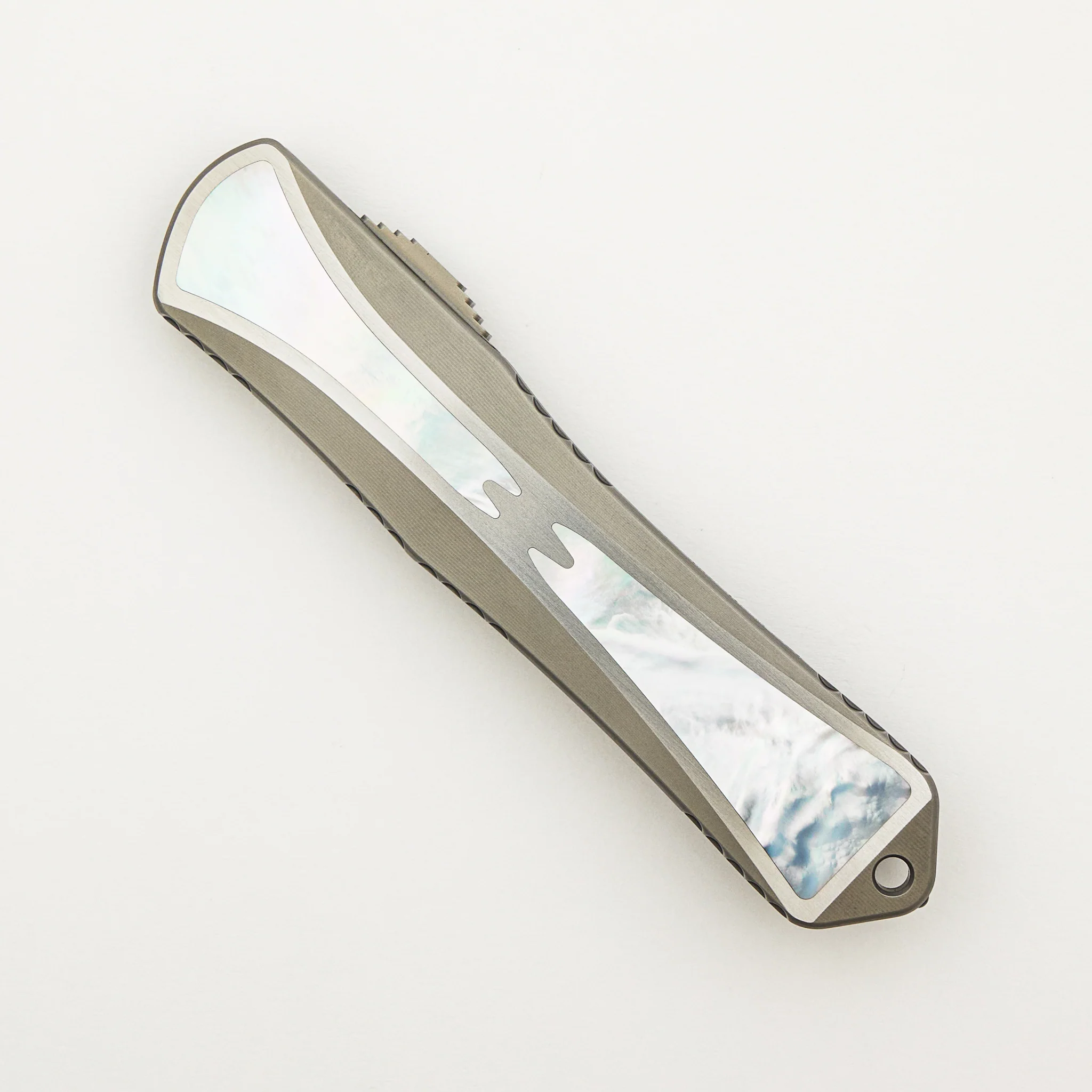 Manticore X - Blued T/E VF Spirograph - Stainless Steel Chassis W/ MOP Inlays - MOP Inlaid Button S/N 003 - Image 3
