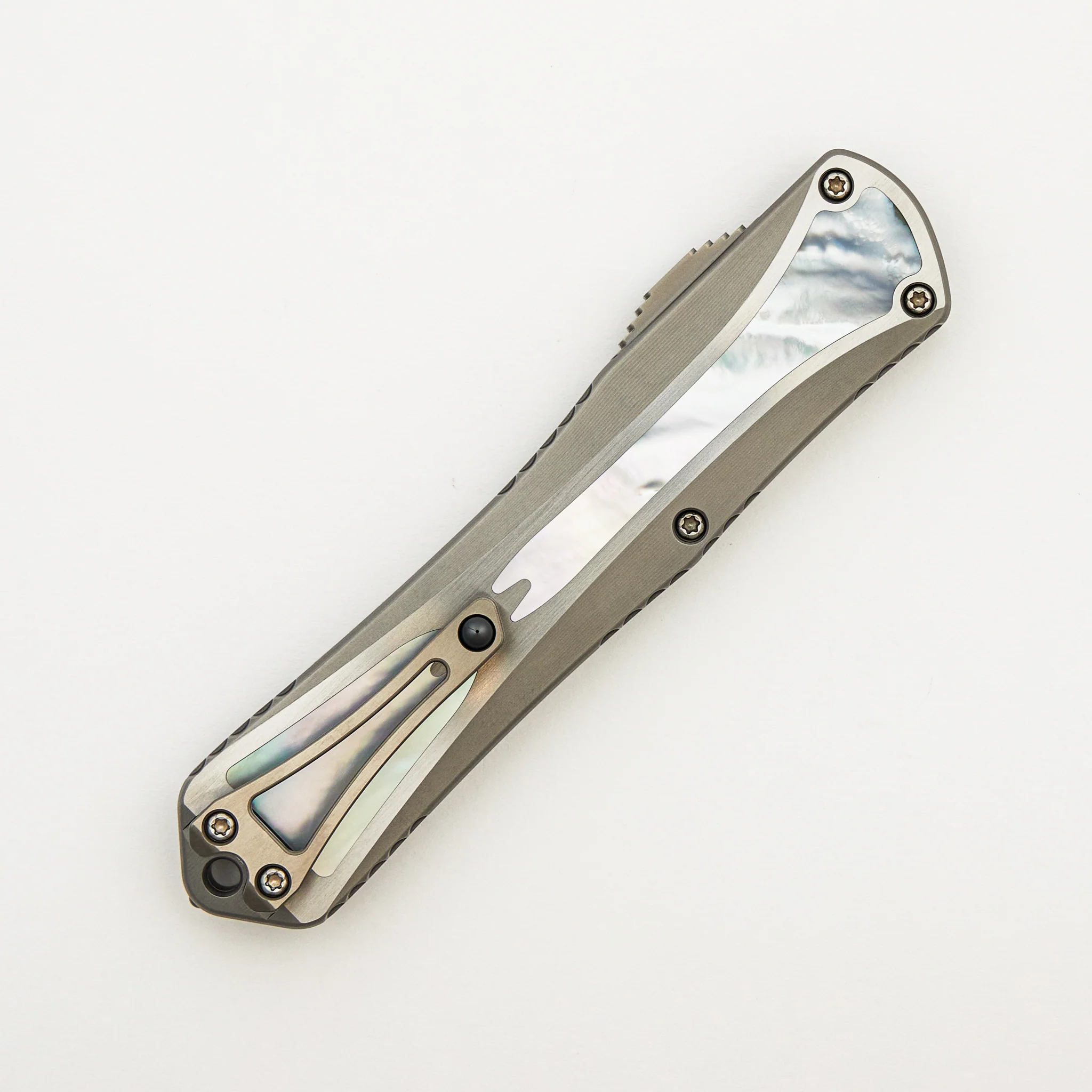 Manticore X - Blued T/E VF Spirograph - Stainless Steel Chassis W/ MOP Inlays - MOP Inlaid Button S/N 003 - Image 4