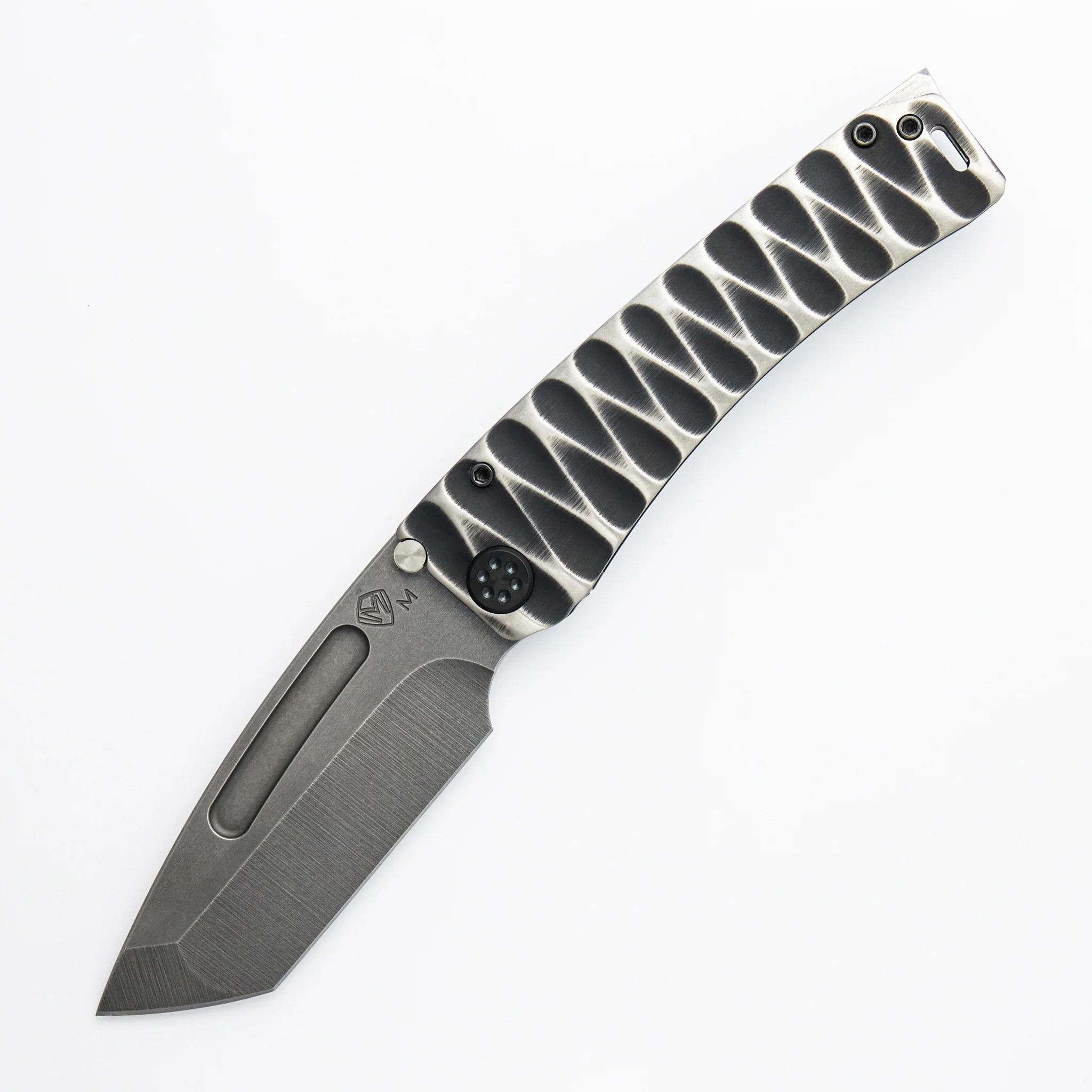 Marauder-H - "Old School" Tumbled Tanto - MagnaCut - Black w/ Silver "Tear Drops"