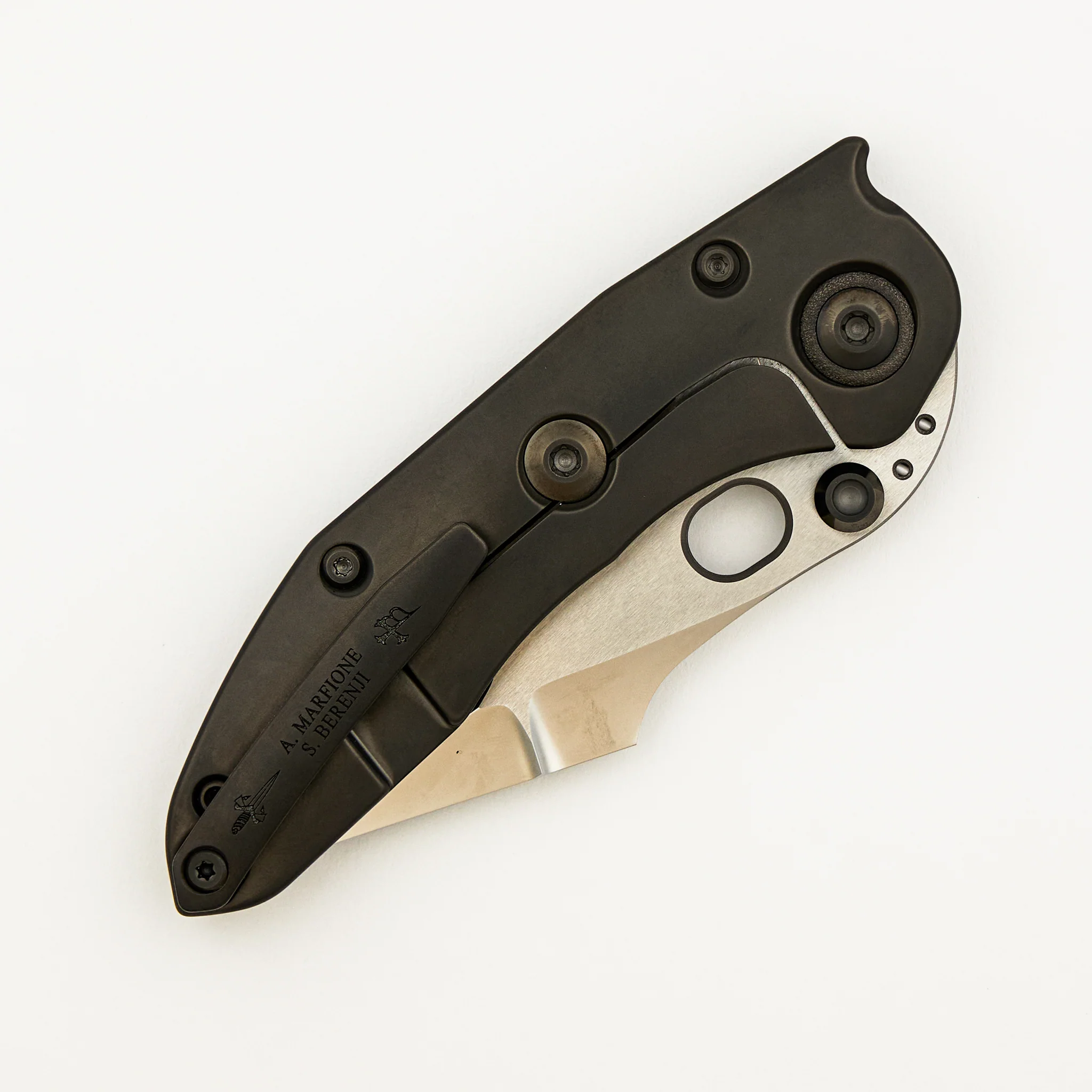 Marfione Custom Knives / Borka Blades Collabroation Stitch Darkstar - Liquid Metal - Tritium Insert - Image 4
