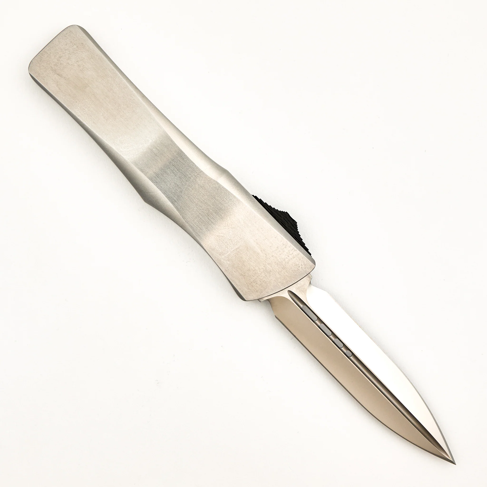 Marfione Custom Knives Combat Troodon - D/E Mirror Polish - Satin Finish Stainless Steel Handle W/ Carbon Fiber Button - Image 2