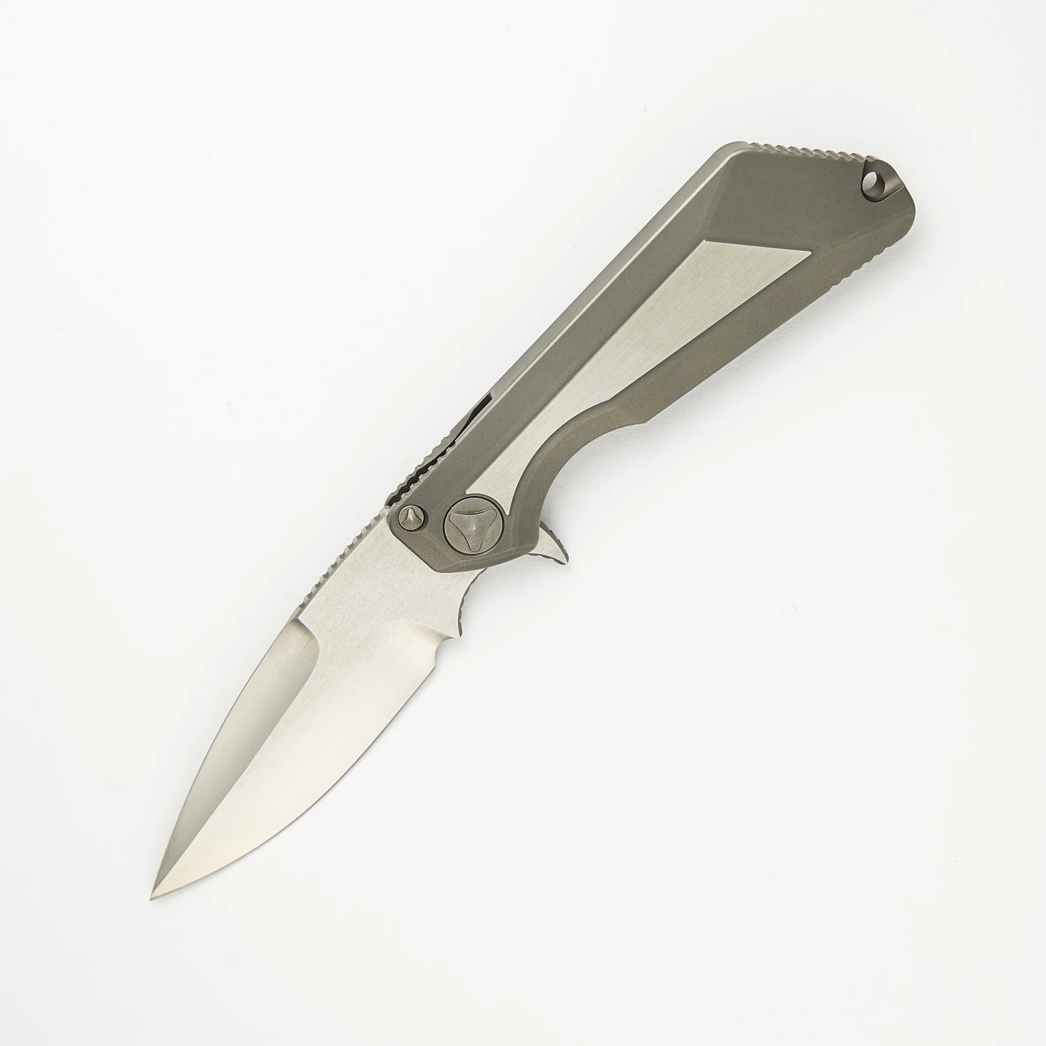 Marfione Custom Knives / Mick Strider Collaboration MSG-3 - Satin Finish Titanium Chassis W/ Satin Finish Steel Inlay