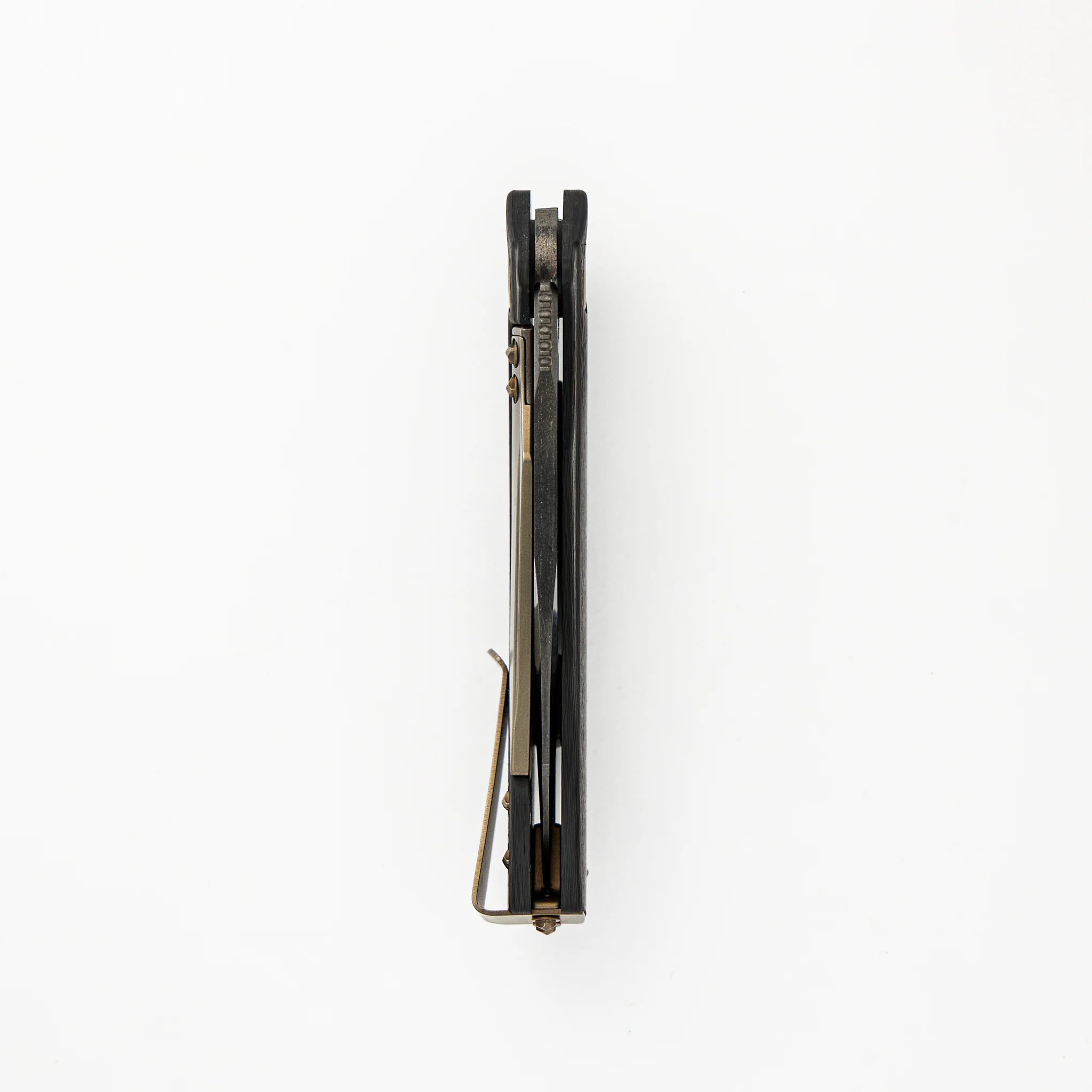 Marfione Custom Knives Mini Matrix - Hand Ground - Casidiam Hard Carbon Coating - Heat Colored Hardware - Image 5