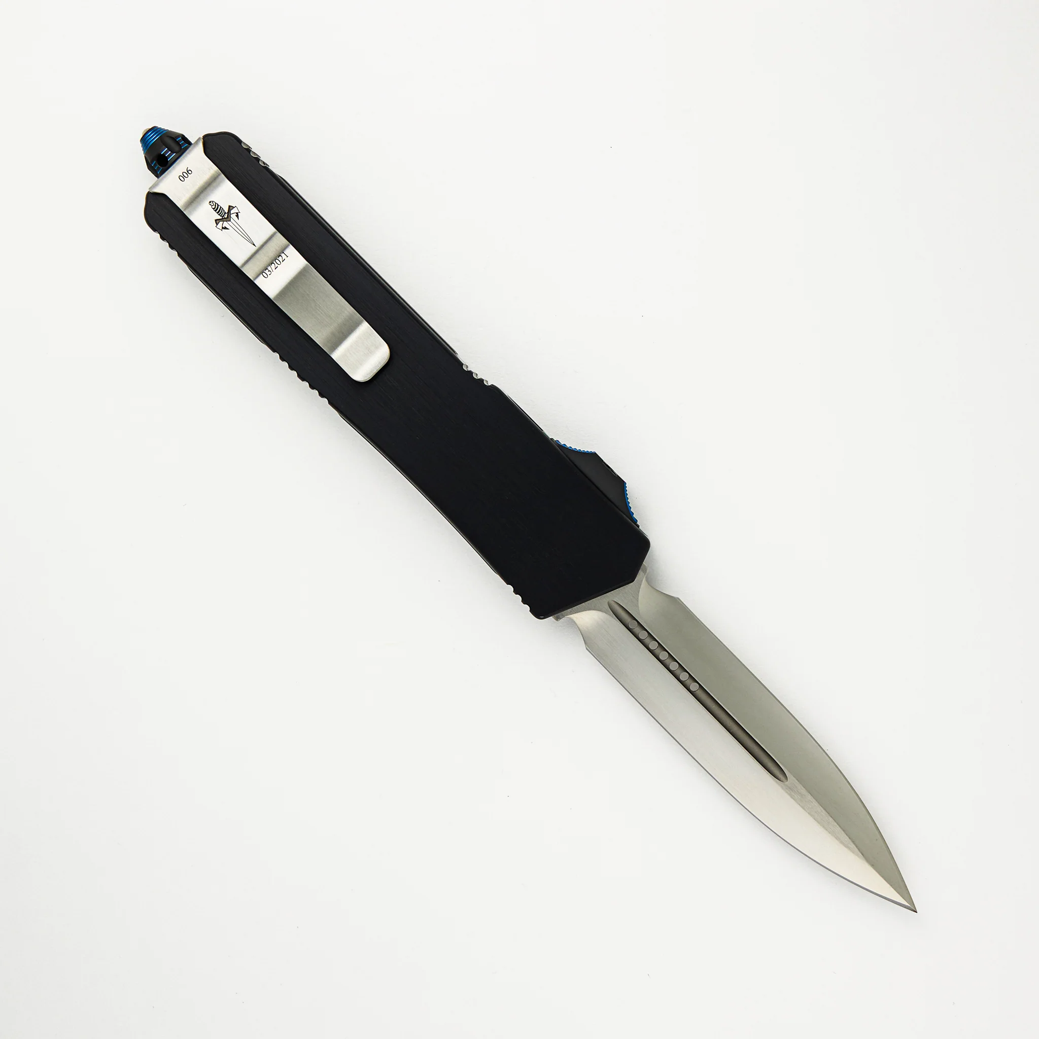 Marfione Custom Knives Scarab II - D/E Satin Finish Blade - Black Hefted Alloy Handle - Image 2