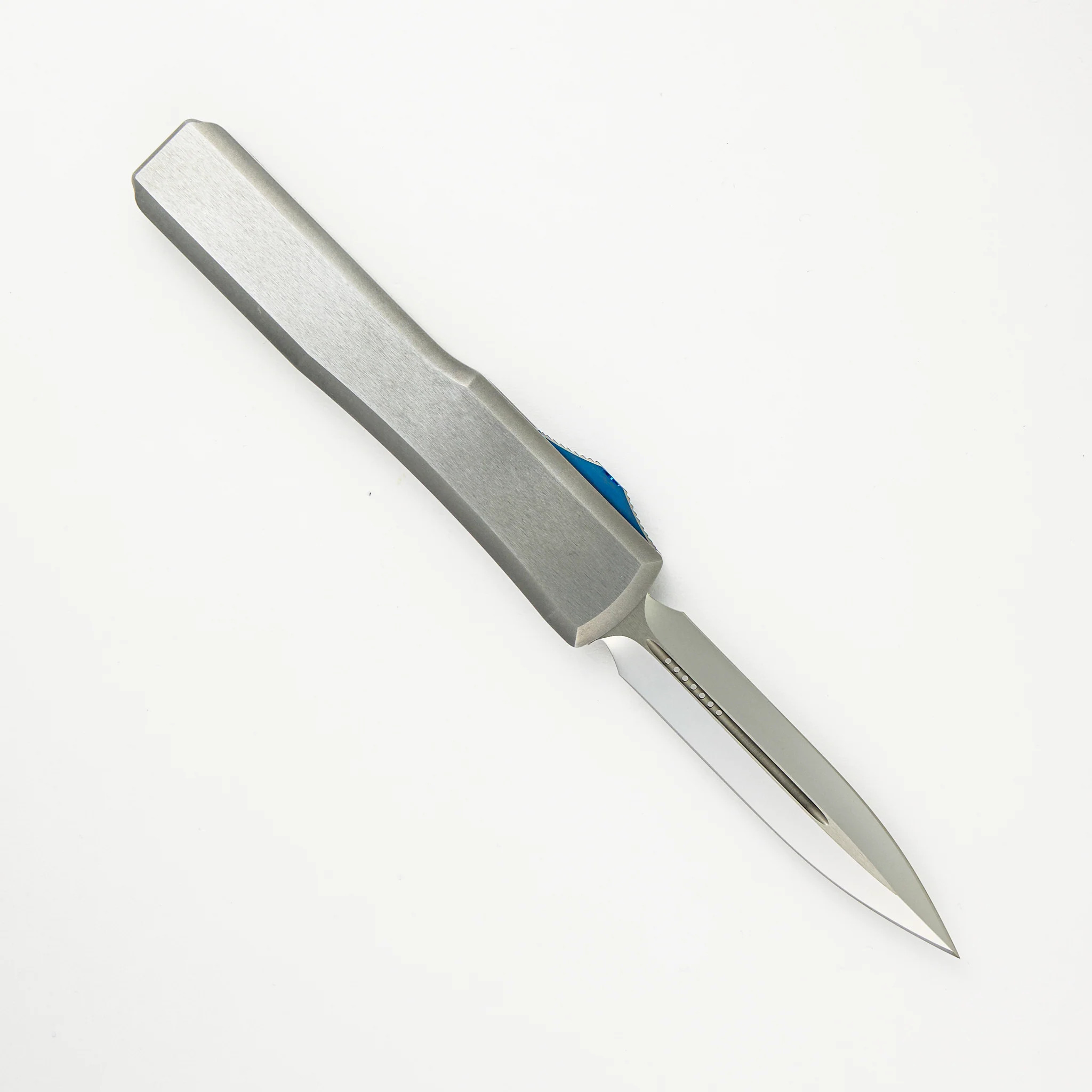 Marfione Custom Knives Ultratech D/E Mirror Polish Two-Tone Double Vapor Blast Stainless Steel W/ Ringed Hardware - Image 2