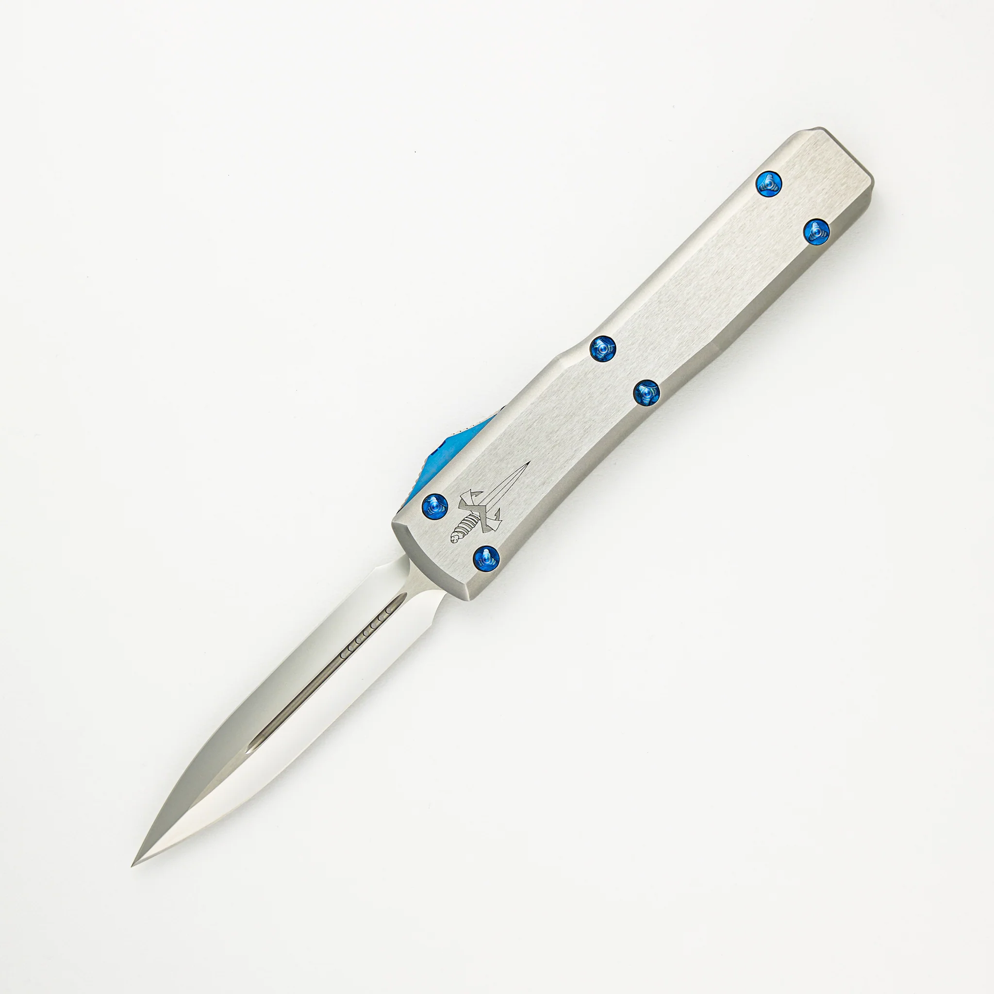 Marfione Custom Knives Ultratech D/E Mirror Polish Two-Tone Double Vapor Blast Stainless Steel W/ Ringed Hardware