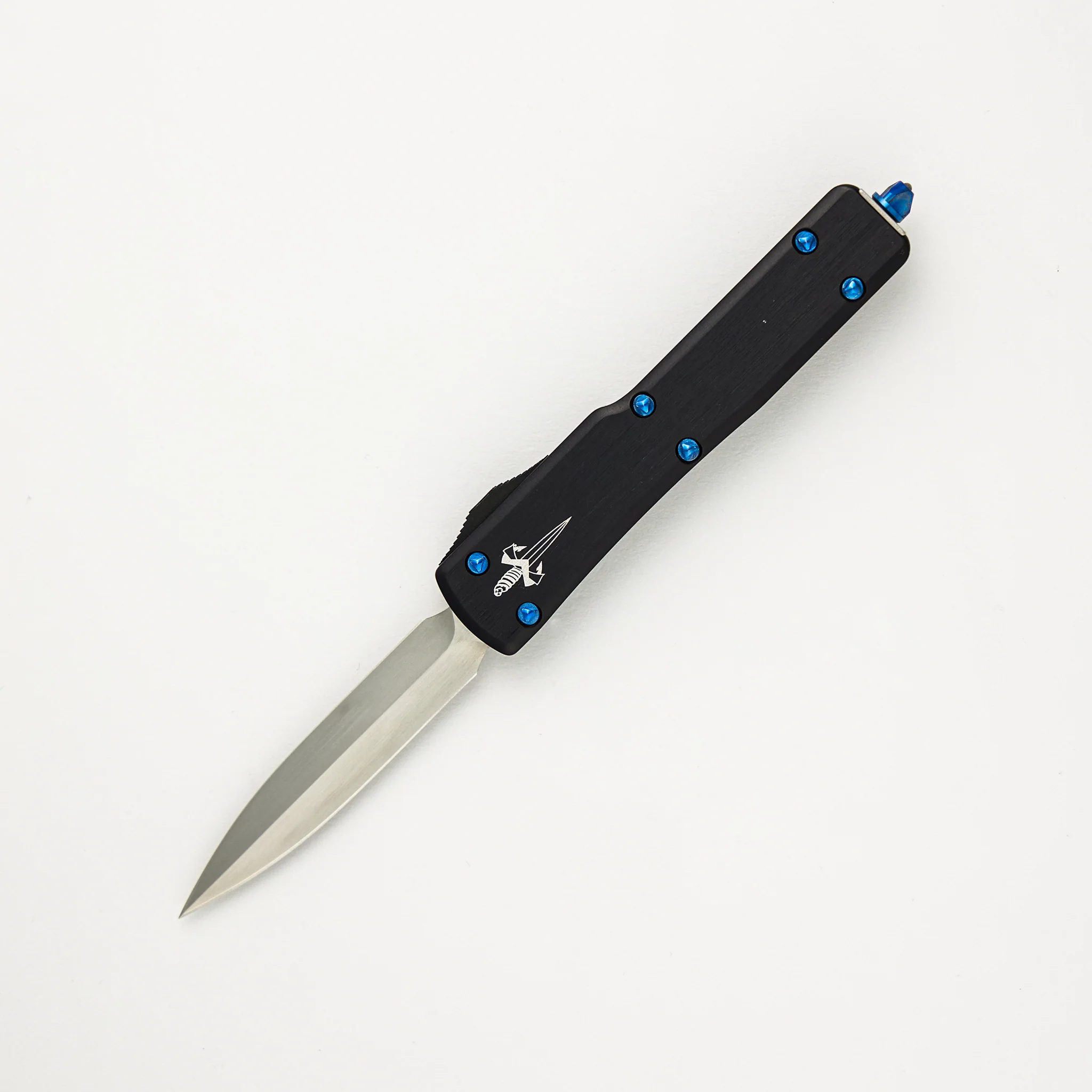 Marfione Custom Knives UTX-70 - D/E Hand Rubbed Satin Finish Hefted Alloy W/ Blue Hardware S/N 008