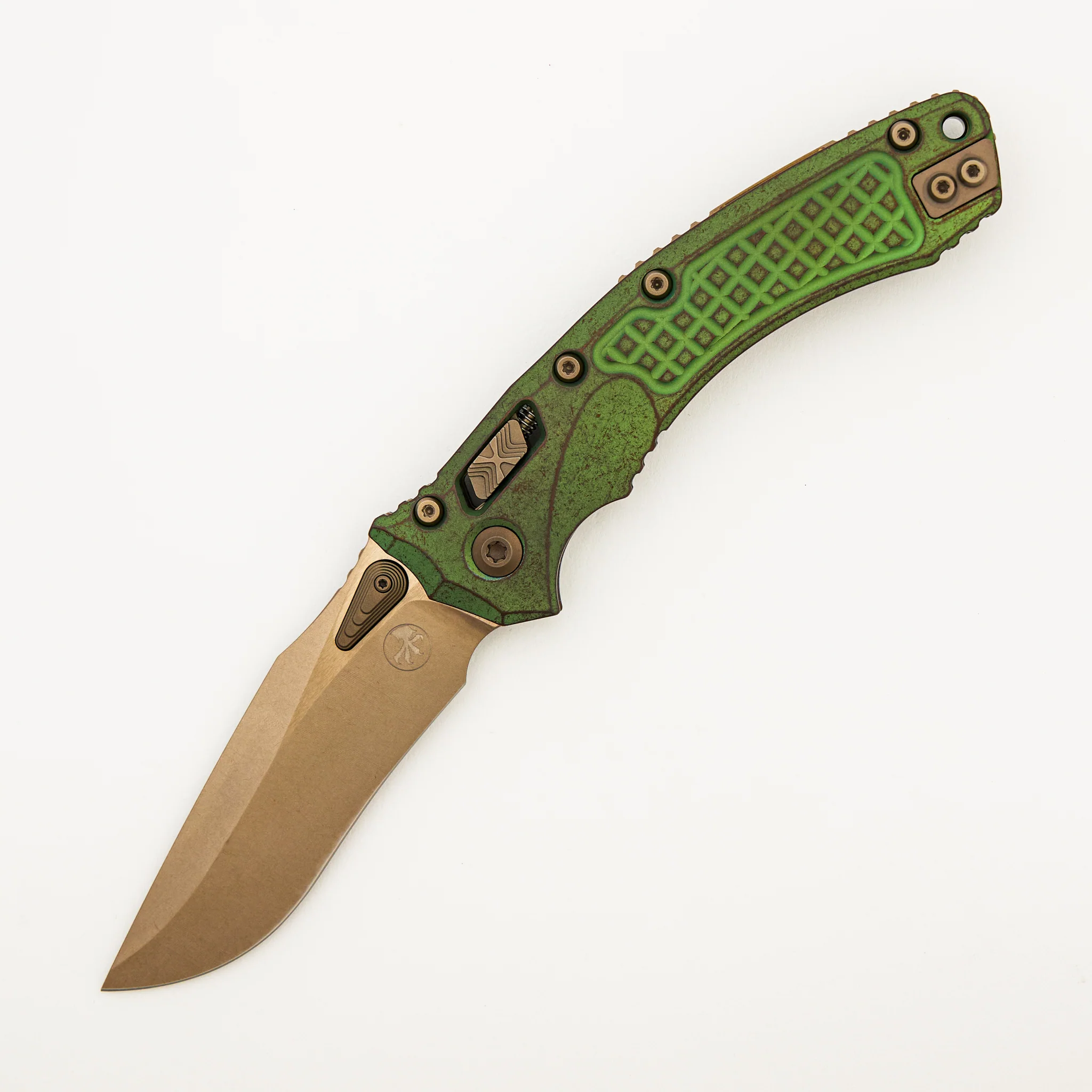 "Marfione Select" Amphibian - RAM-LOK Bronzed Stonewash Finish Antique Green Anodized Frag Pattern Titanium W/ Bronze Accent 137RL-13FRMS1