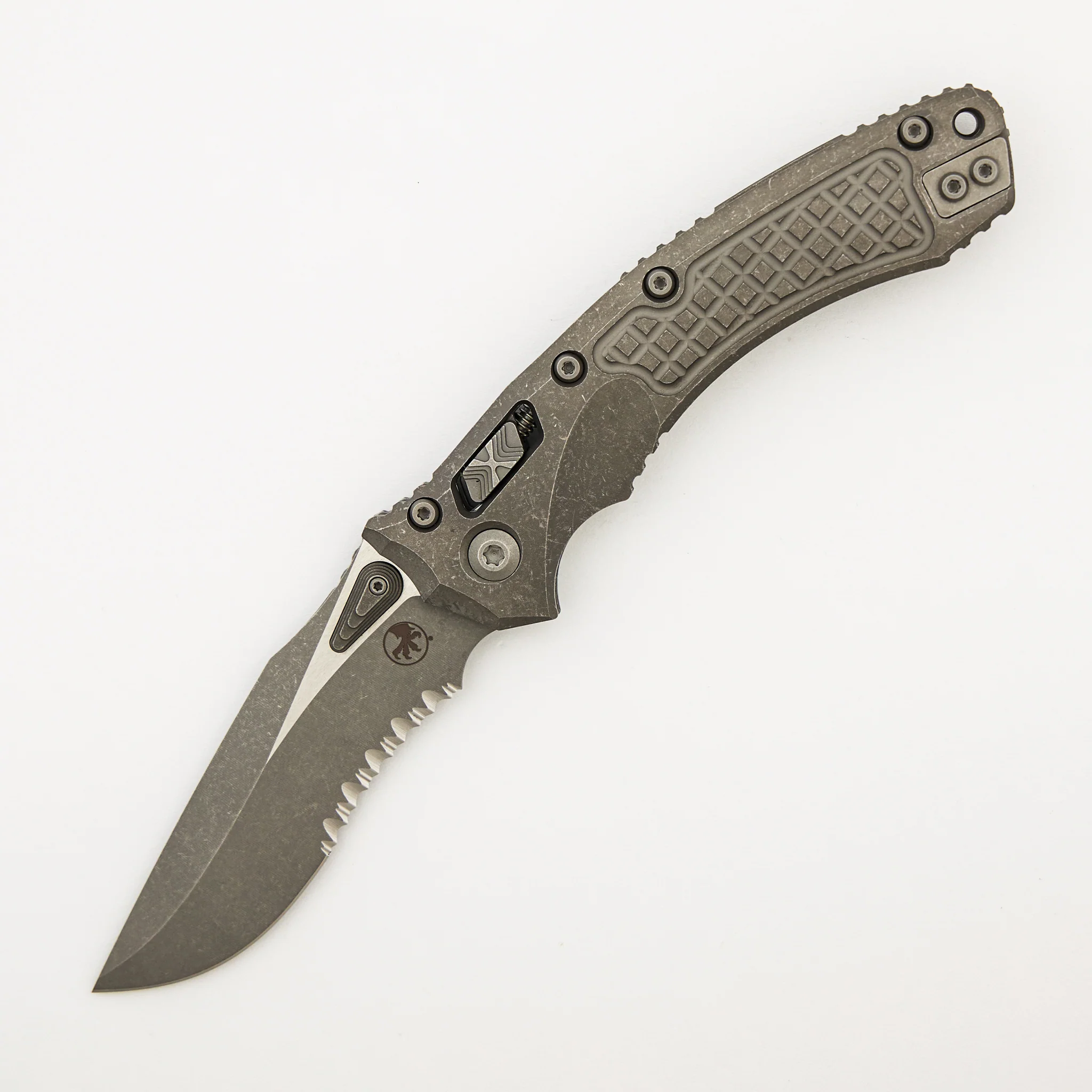"Marfione Select" Amphibian - RAM-LOK Partial Serrated Apocalyptic Finish Frag Pattern Titanium 137RL-11APFRMS1