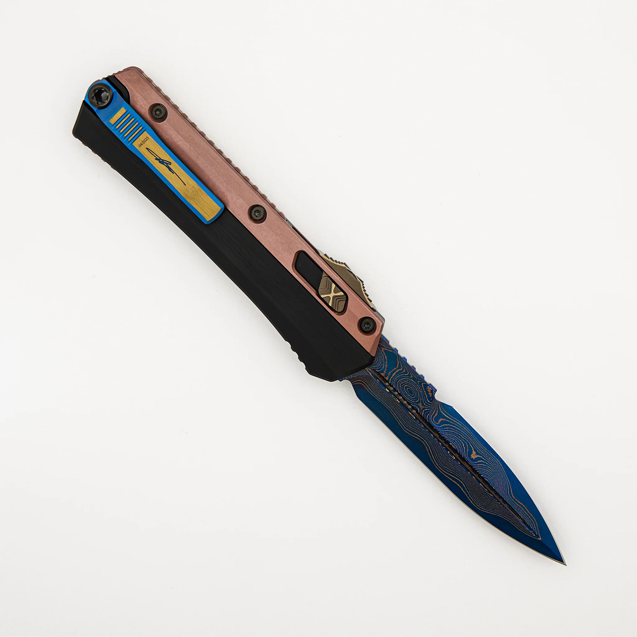 "Marfione Select" Glykon - Bayonet Blued Baker Forge Coppermai - Hefted Alloy w/ Rose Gold PVD Accents - DLC Hard Cut w/ Blue Ti Accent - Image 2