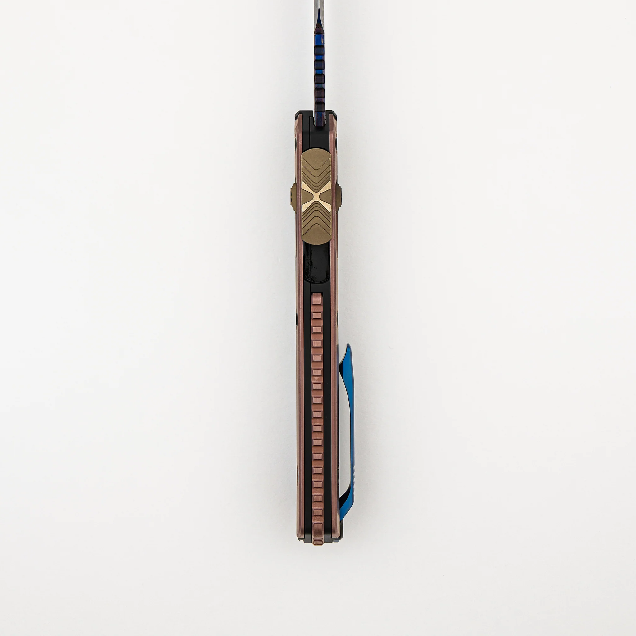"Marfione Select" Glykon - Bayonet Blued Baker Forge Coppermai - Hefted Alloy w/ Rose Gold PVD Accents - DLC Hard Cut w/ Blue Ti Accent - Image 6